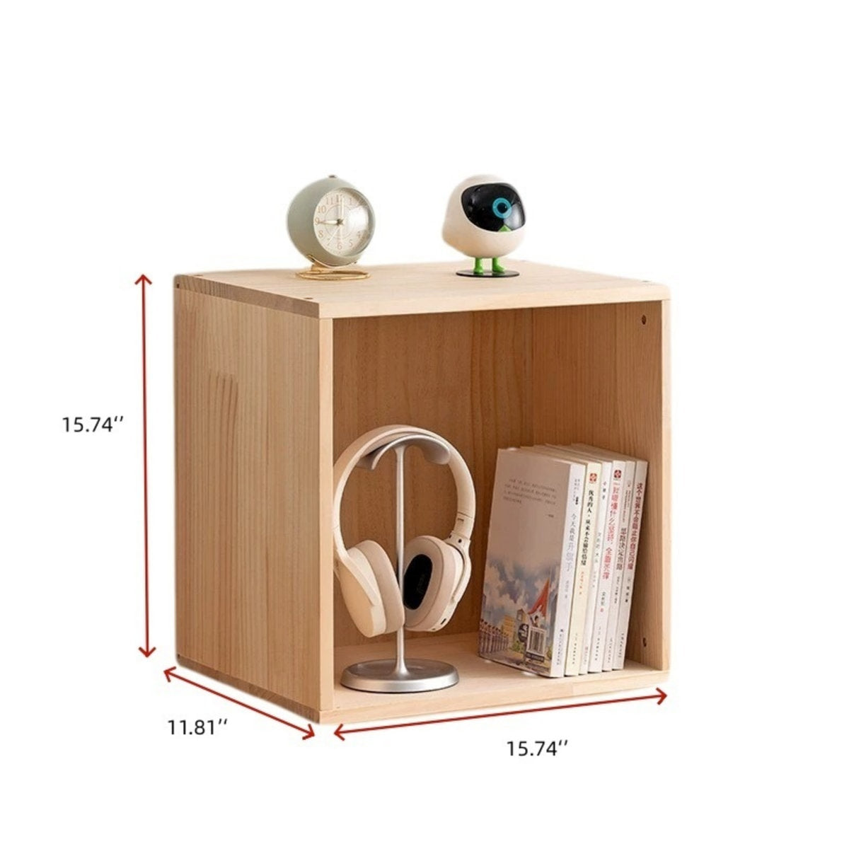 Solid Pine Cube Bookshelf, 15.7" | Modular & Stackable