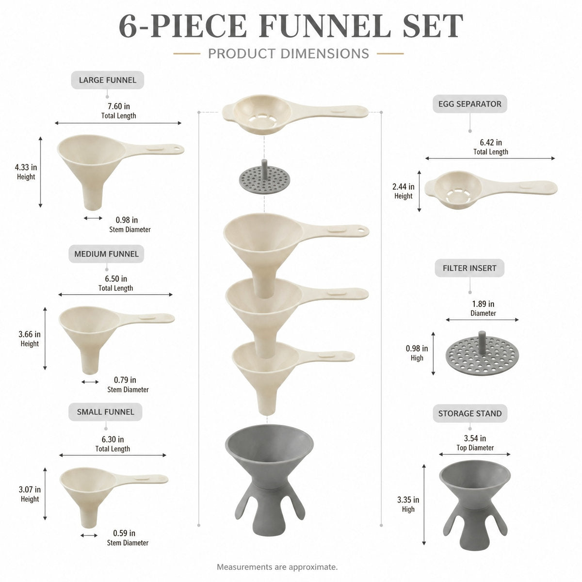 Six-Piece Nesting Funnel Set