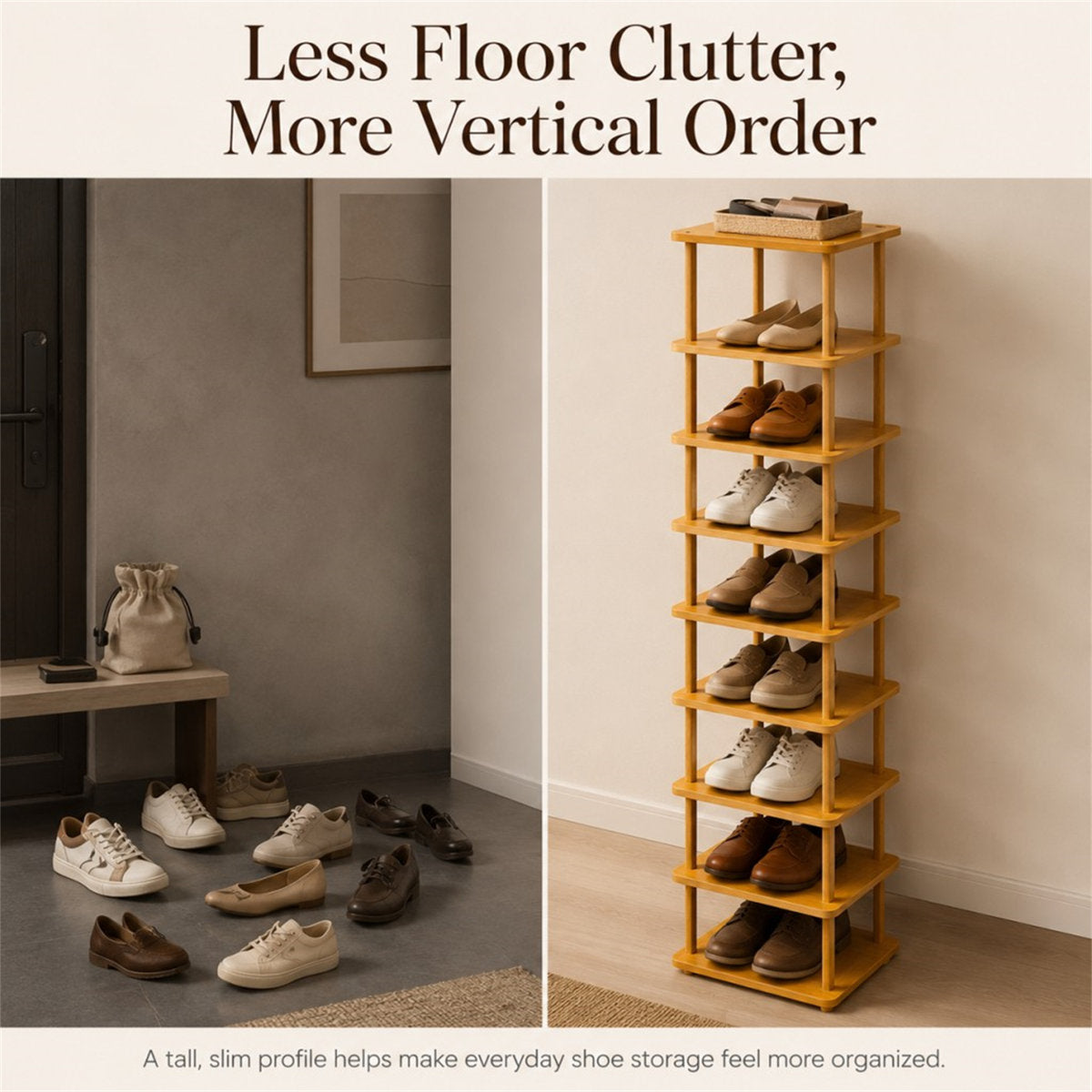 Nine-Tier Bamboo Shoe Rack
