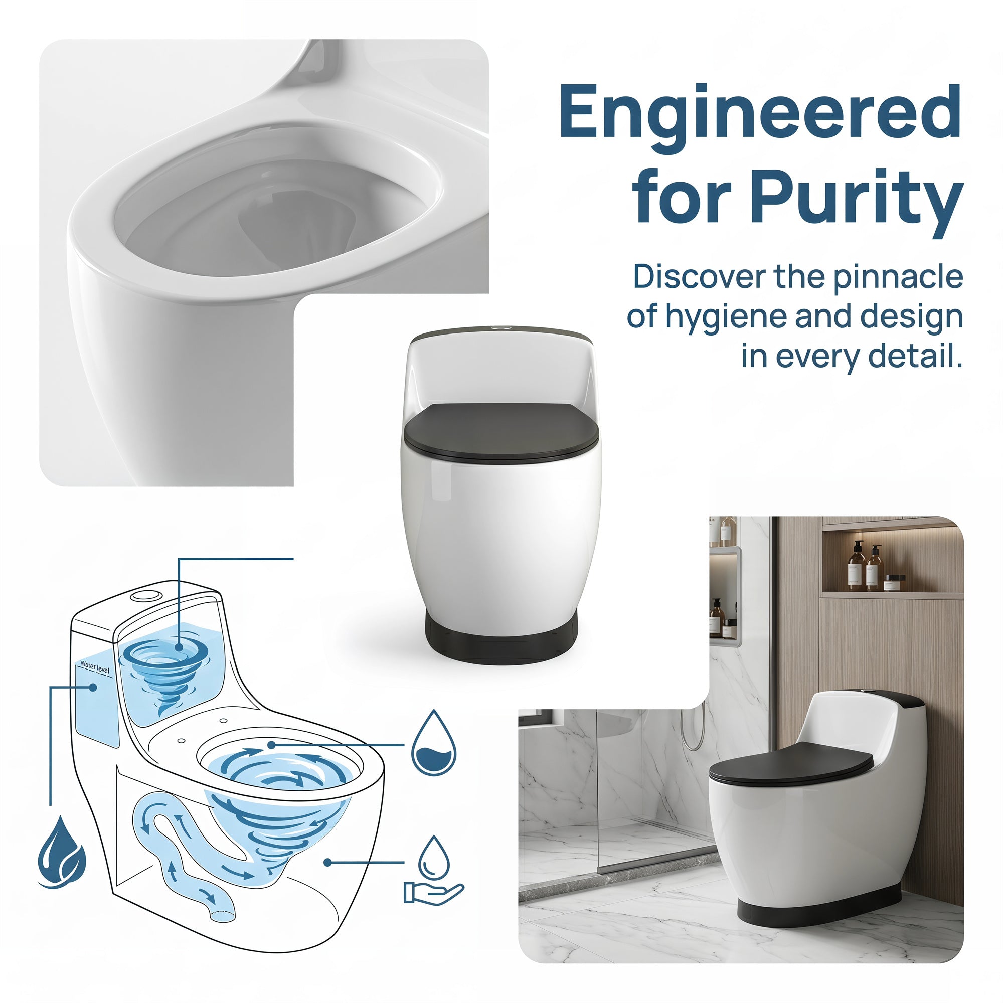 1.58 Gallons GPF Elongated Close Coupled Toilets (Seat Included)