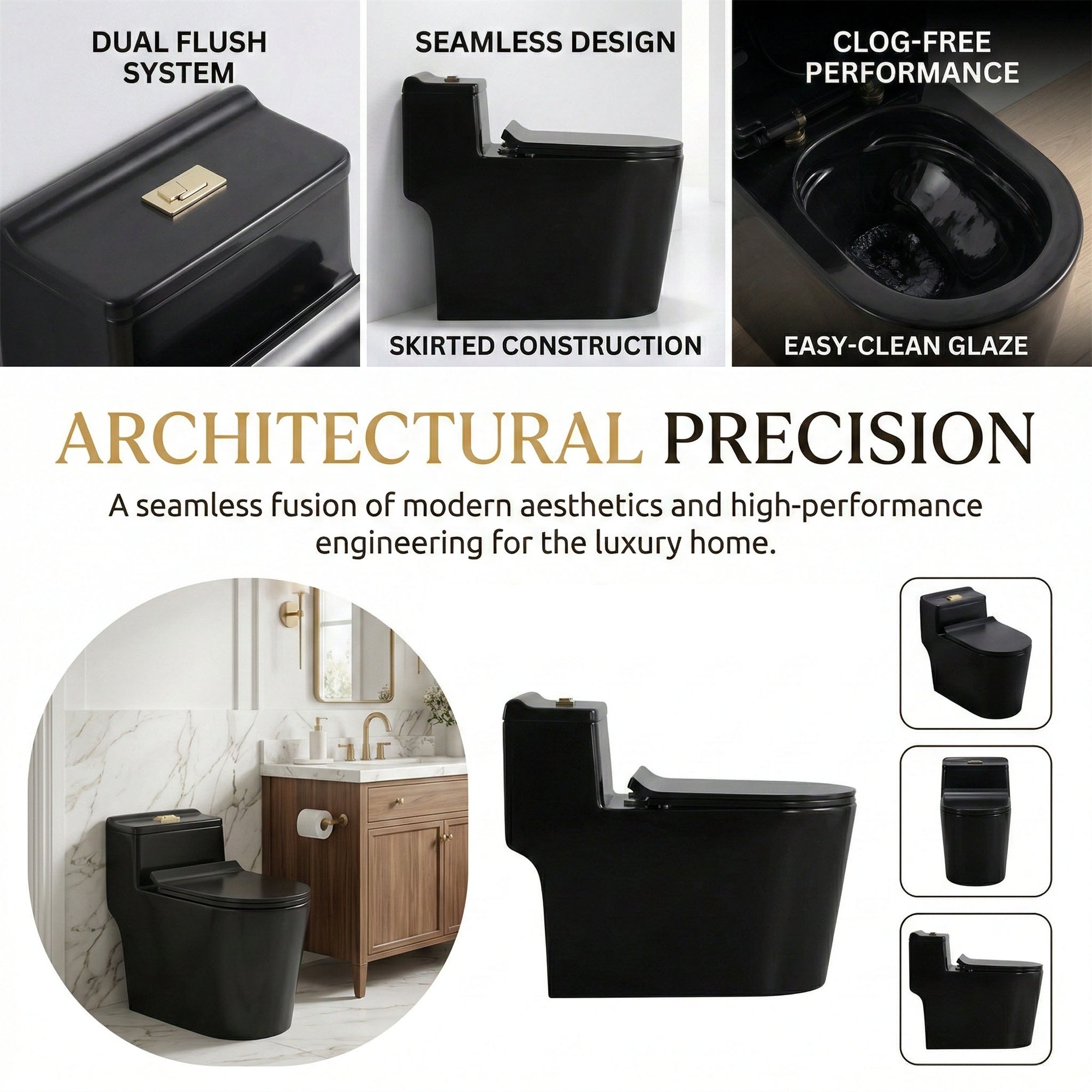 1.45 Gallons Per Minute GPF Elongated Comfort Height Floor Mounted One-Piece Toilet (Seat Included)