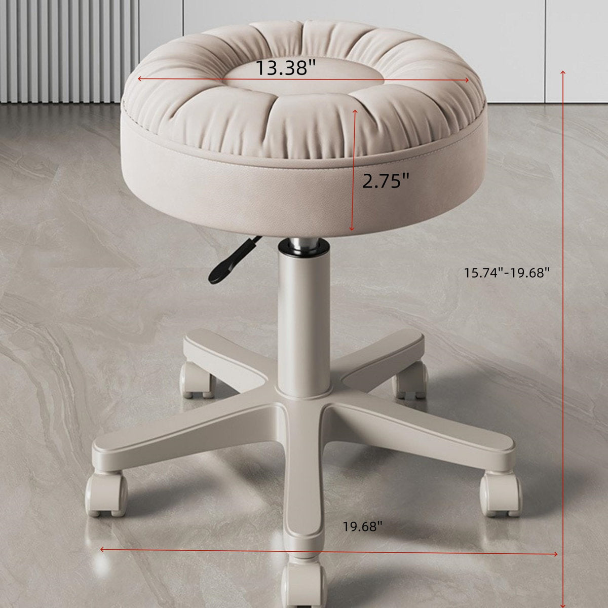 Rolling Vanity Stool with Wheels | Adjustable 15.7–19.7"