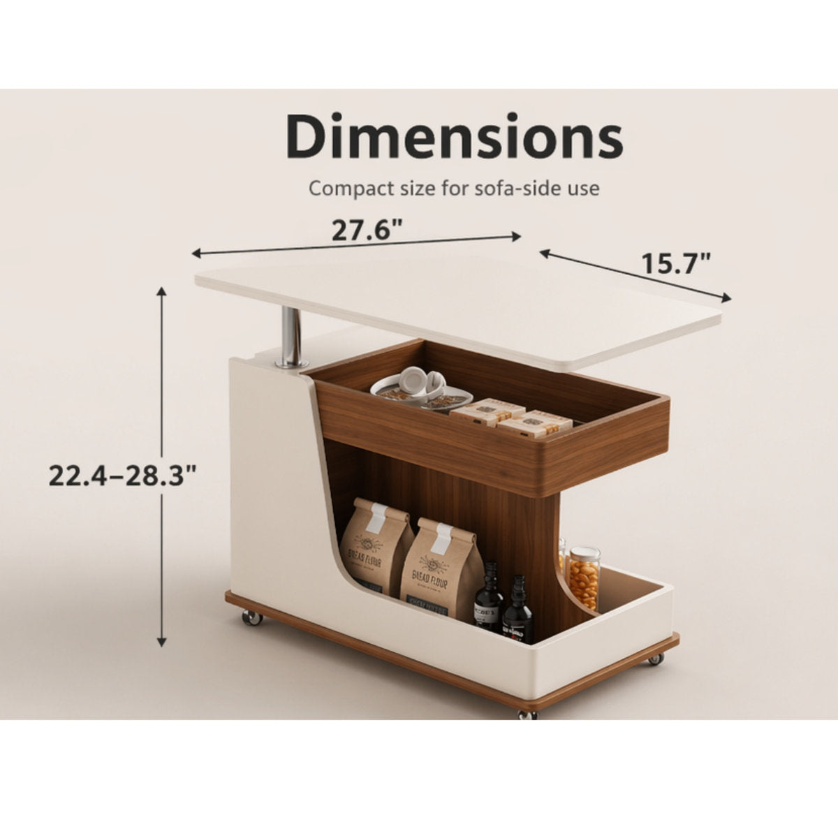 The Slide C-Table  Lift-Top Side Table / 2 Baskets