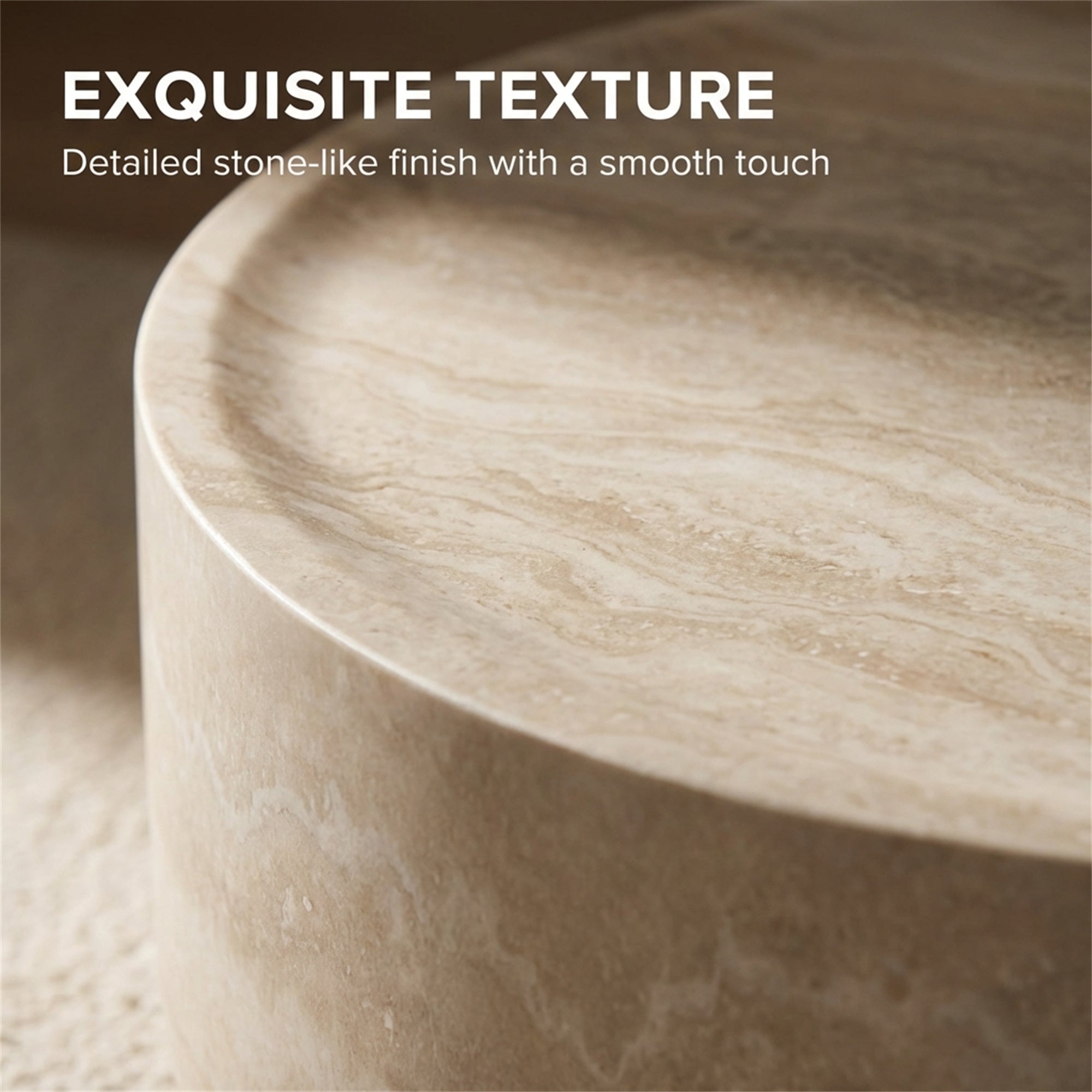 39.37'' Faux MARS Pattern Coffee Tables for Living Room Round Tea Faux Travertine Textured table for Living Room, No Need Assembly