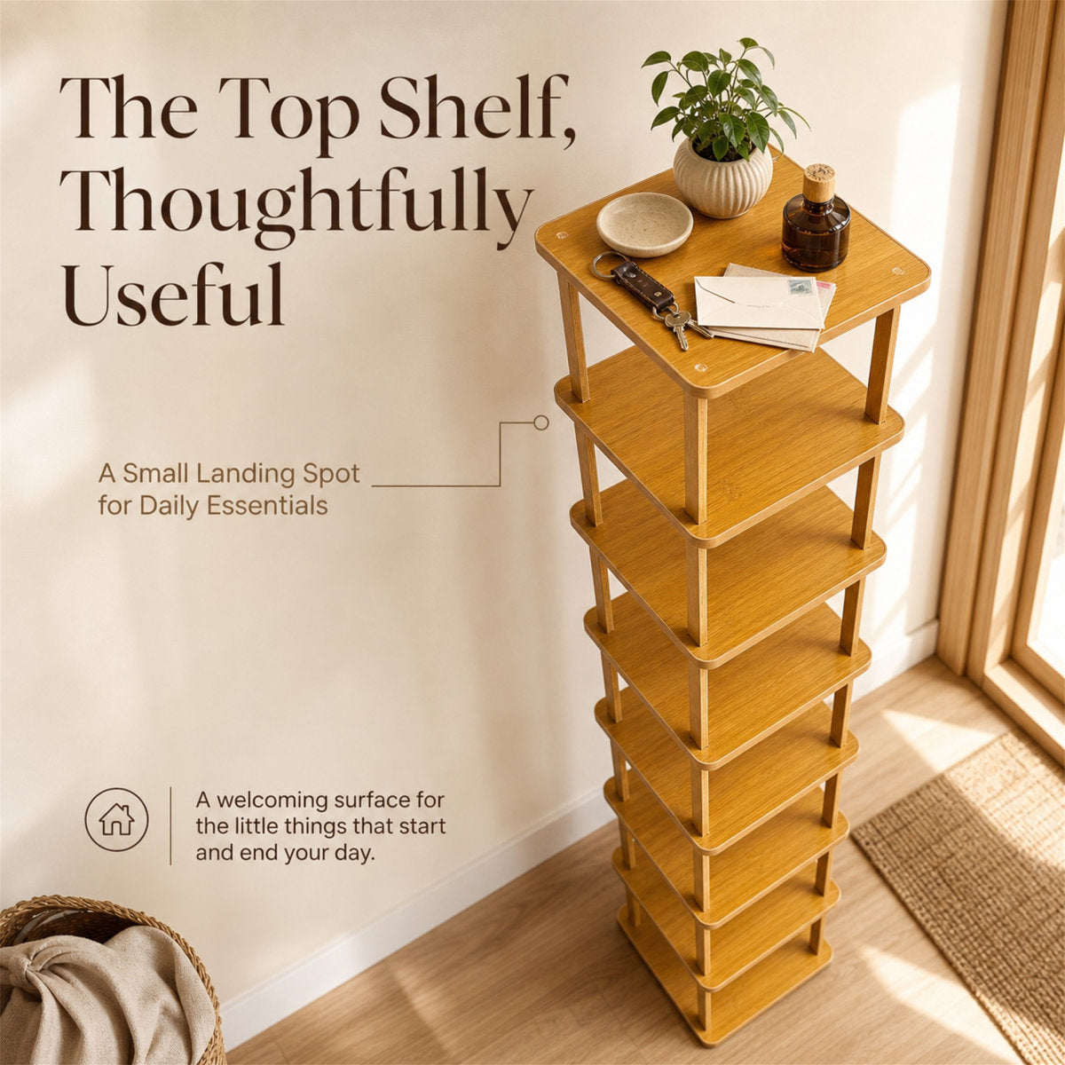 Nine-Tier Bamboo Shoe Rack