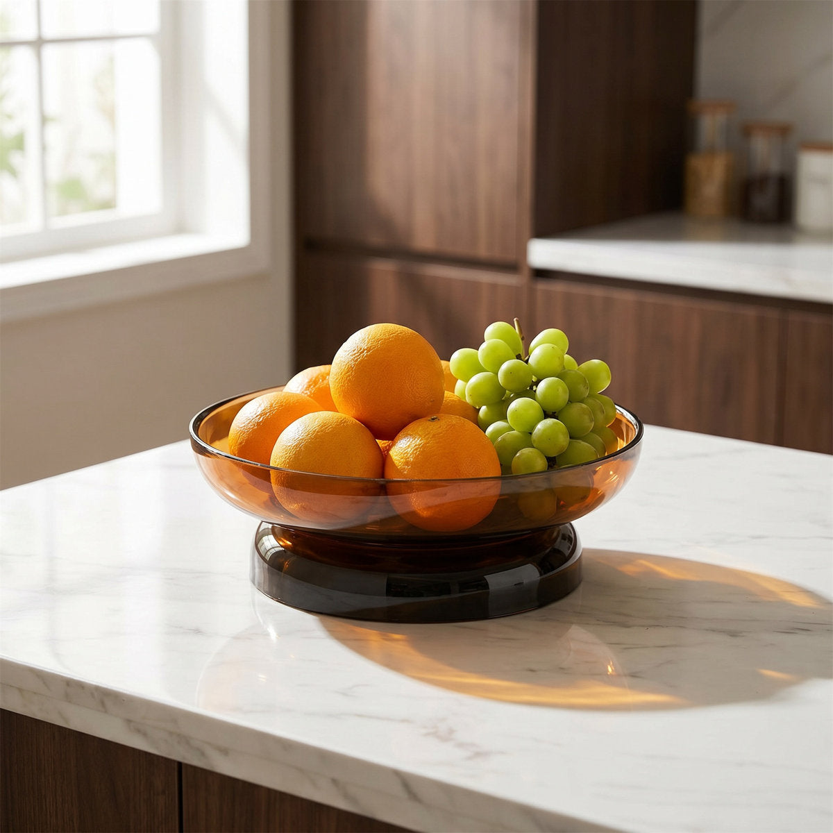 Amber Glass Footed Bowl