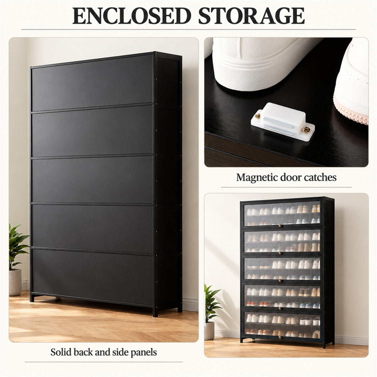 Reeded Acrylic Shoe Cabinet