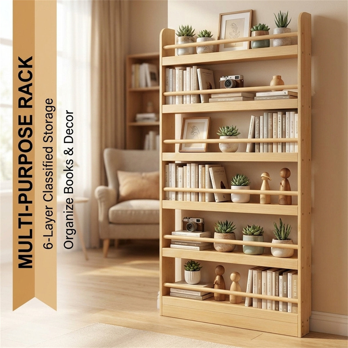 Slim Pine Bookshelf