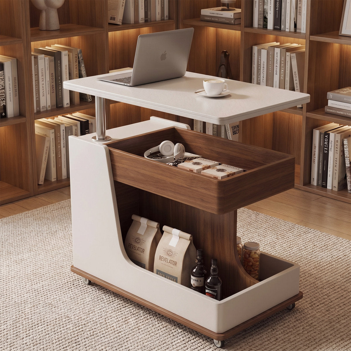 The Slide C-Table  Lift-Top Side Table / 2 Baskets