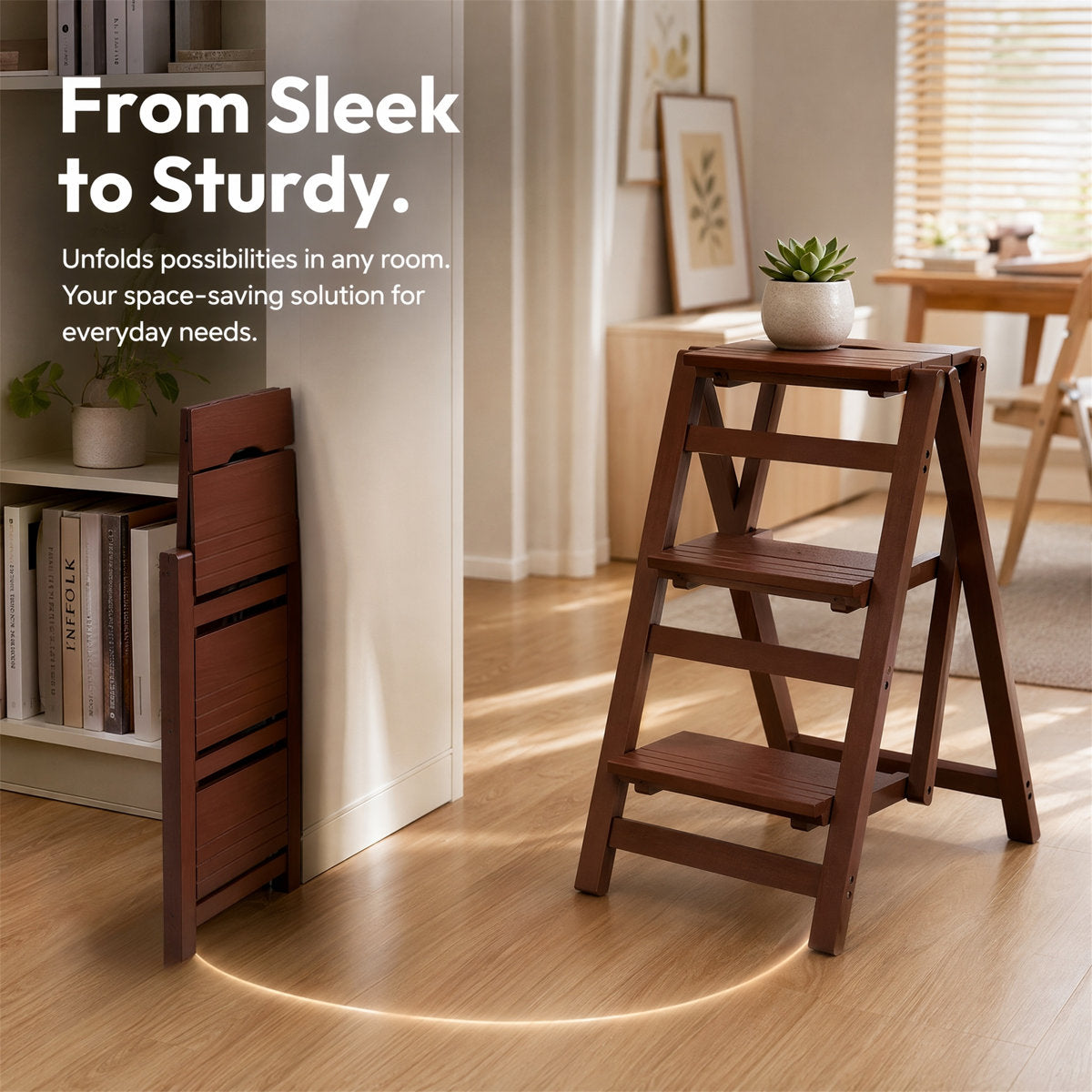 Walnut Folding Step Stool