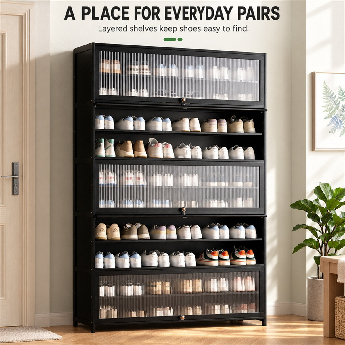 Reeded Acrylic Shoe Cabinet
