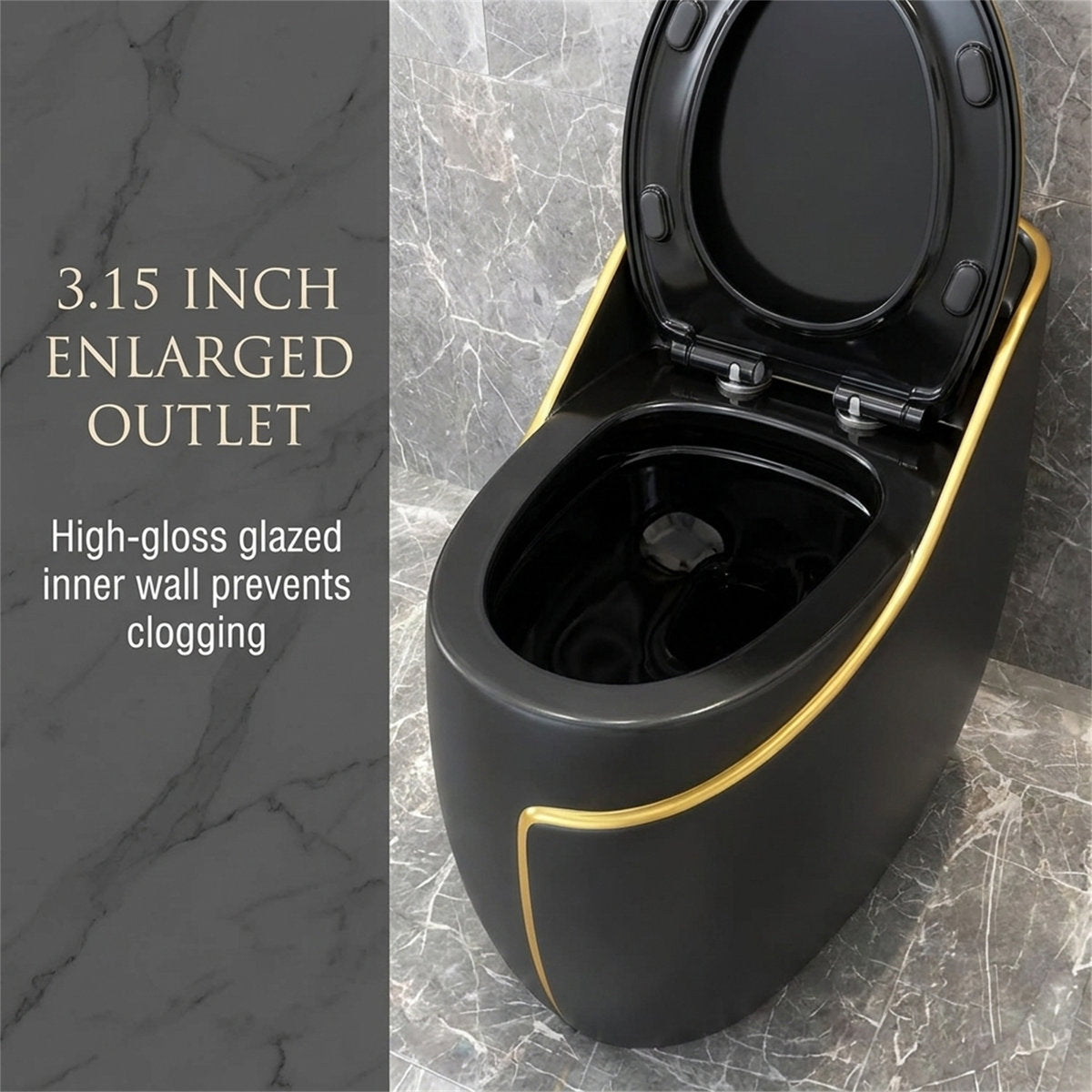 Matte Black Gold-Trim Toilet