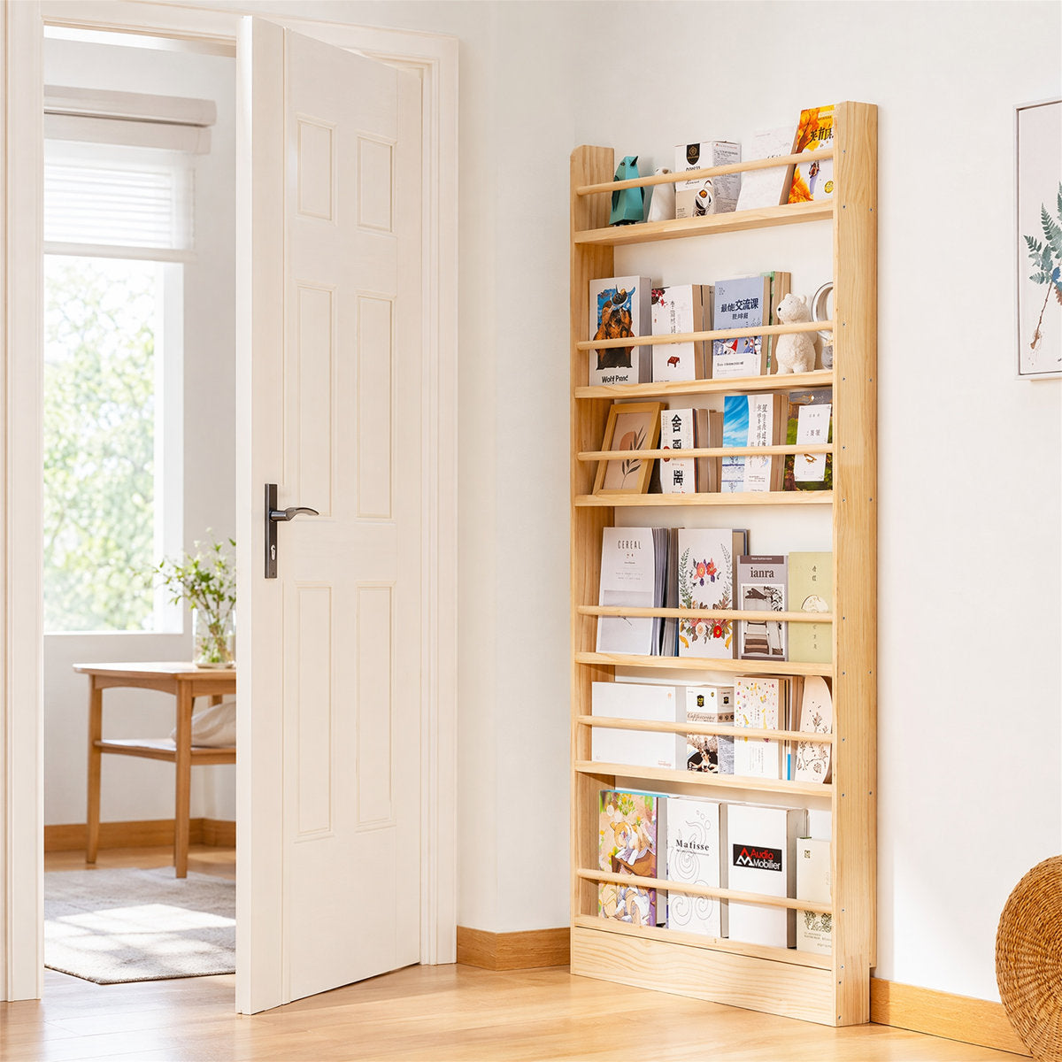 Six-Tier Solid Wood Bookshelf