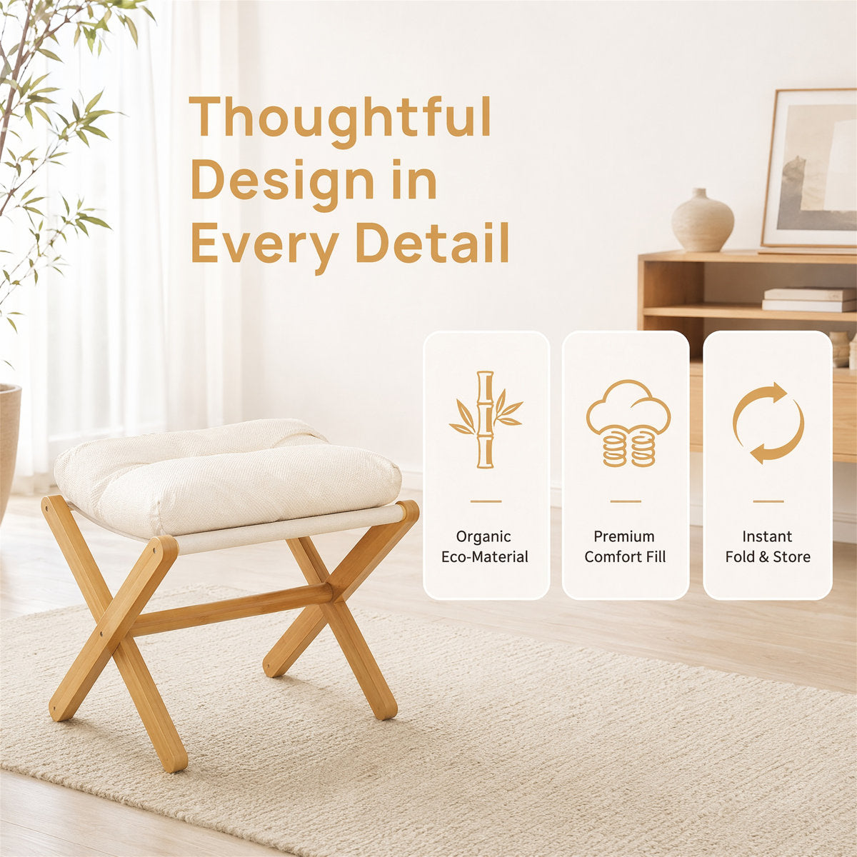 Bamboo Folding Footstool