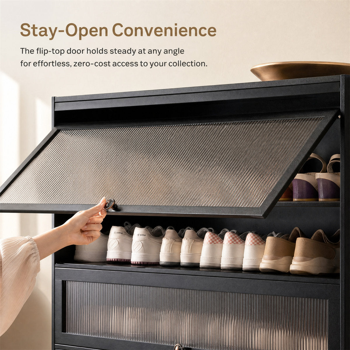Reeded Acrylic Shoe Cabinet