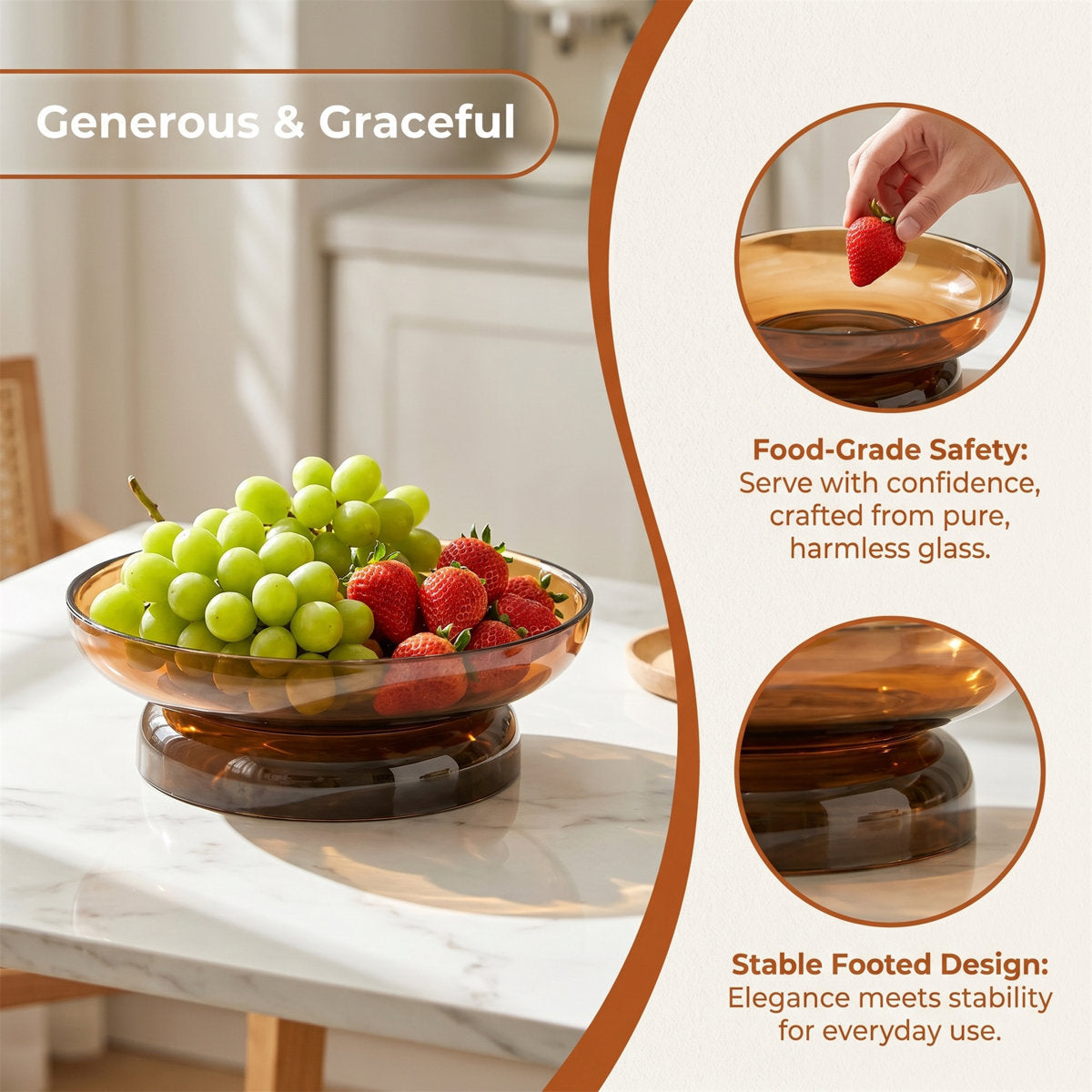 Amber Glass Footed Bowl