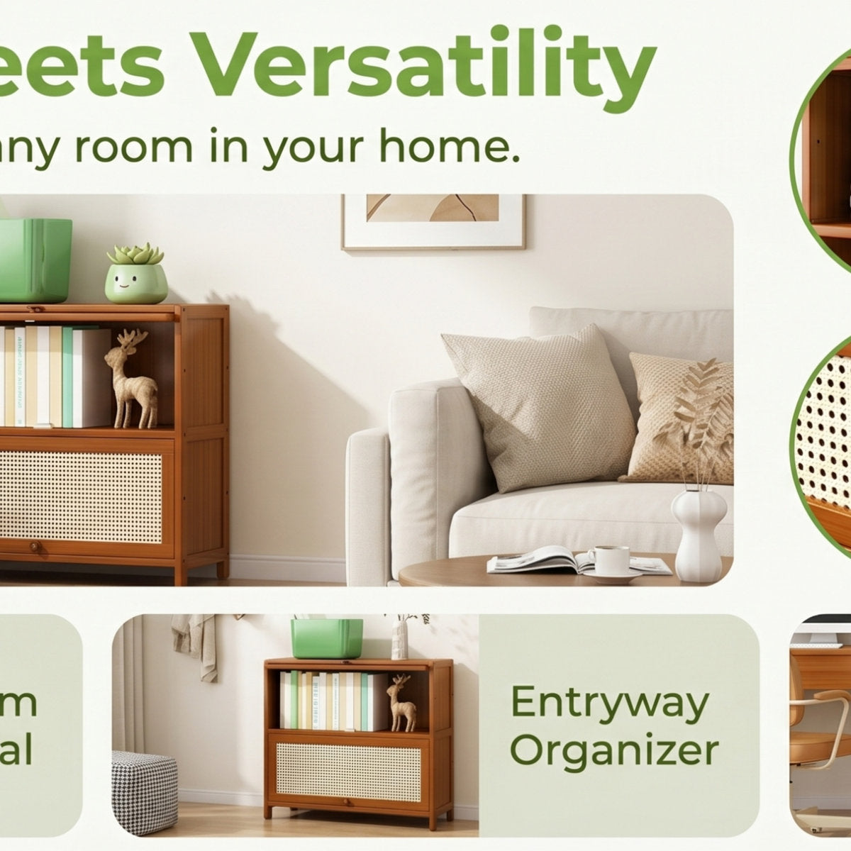 Bamboo Cane Storage Cabinet