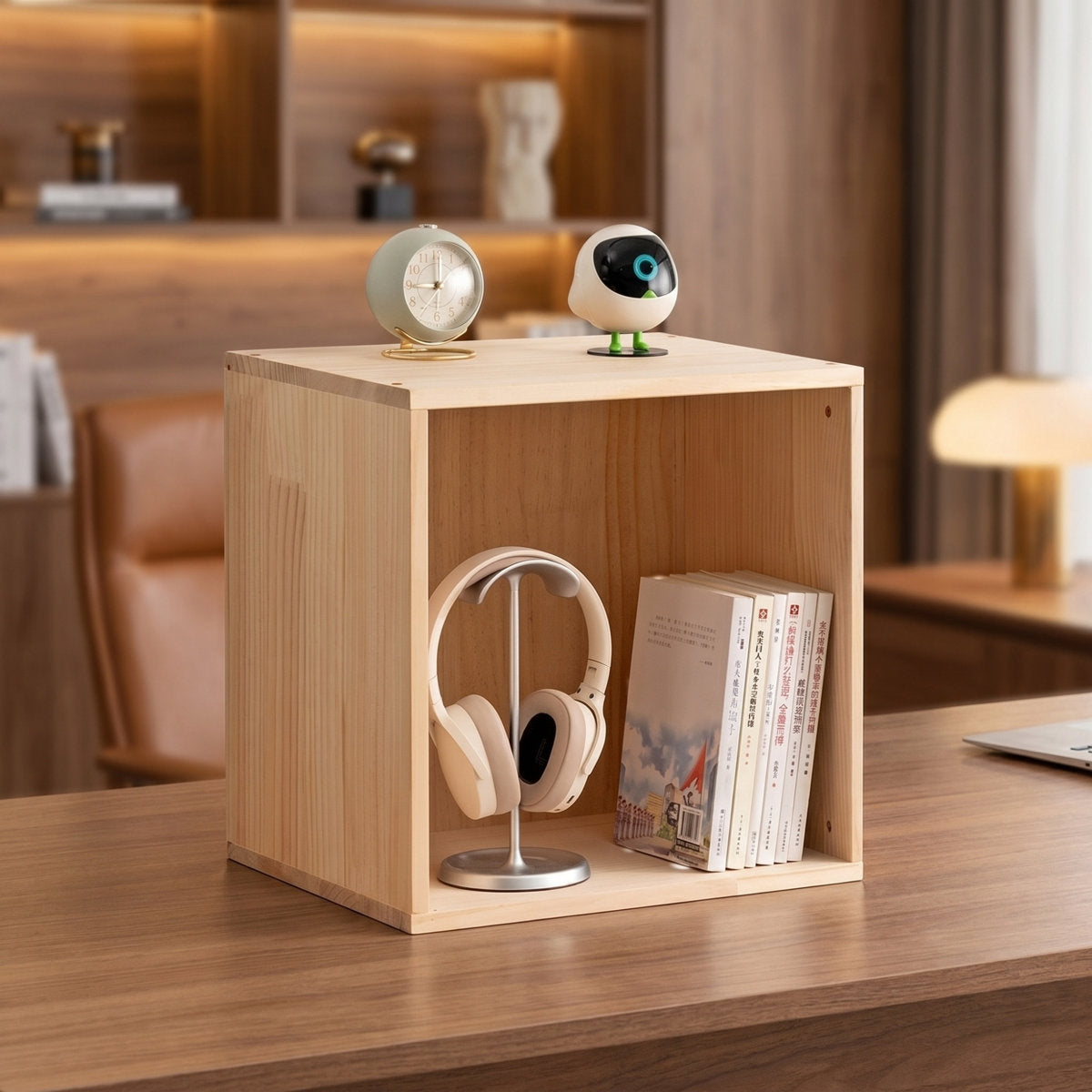 Solid Pine Cube Bookshelf, 15.7" | Modular & Stackable