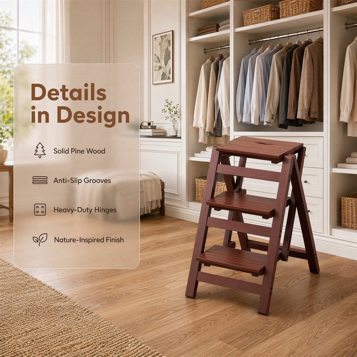 Walnut Folding Step Stool