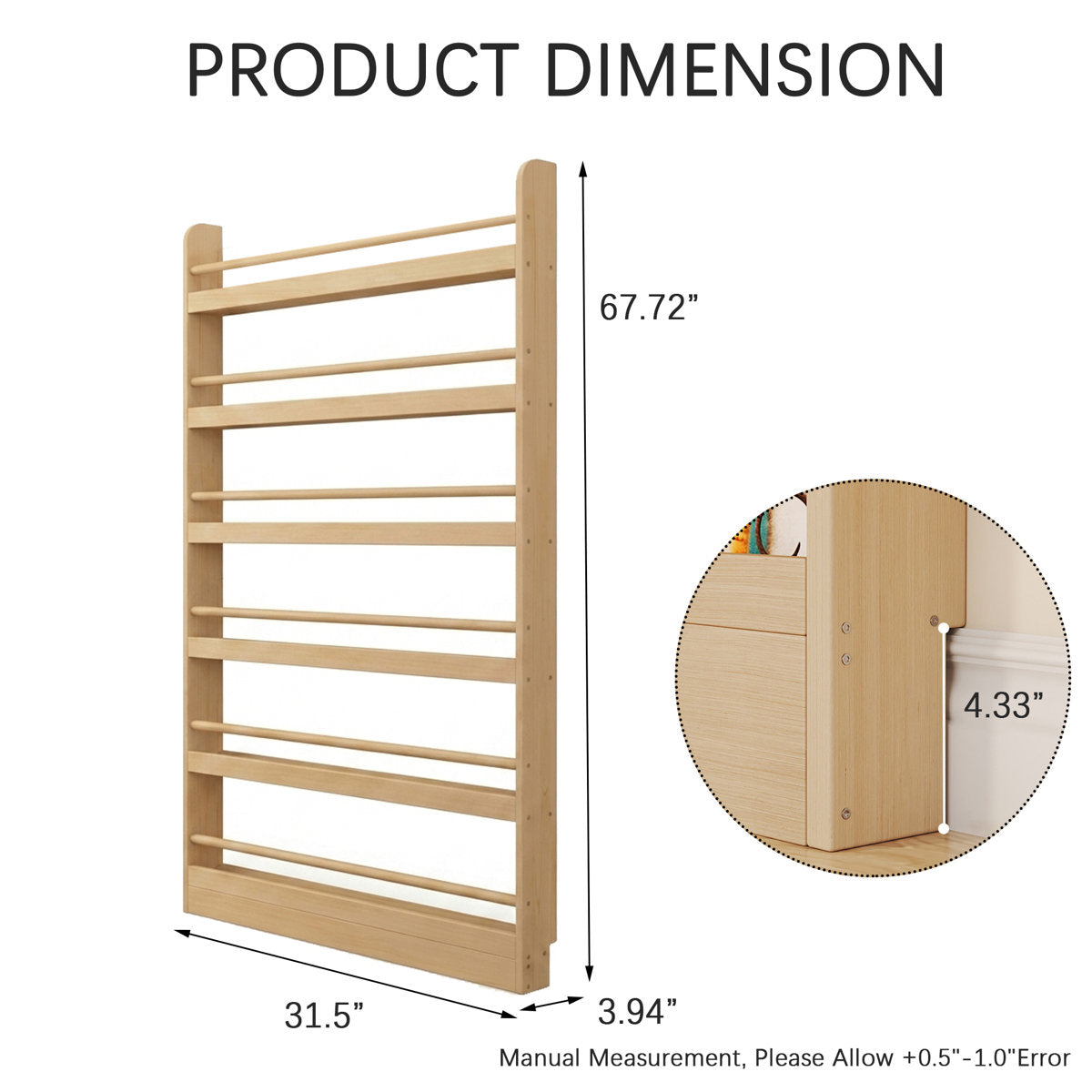 Slim Pine Bookshelf