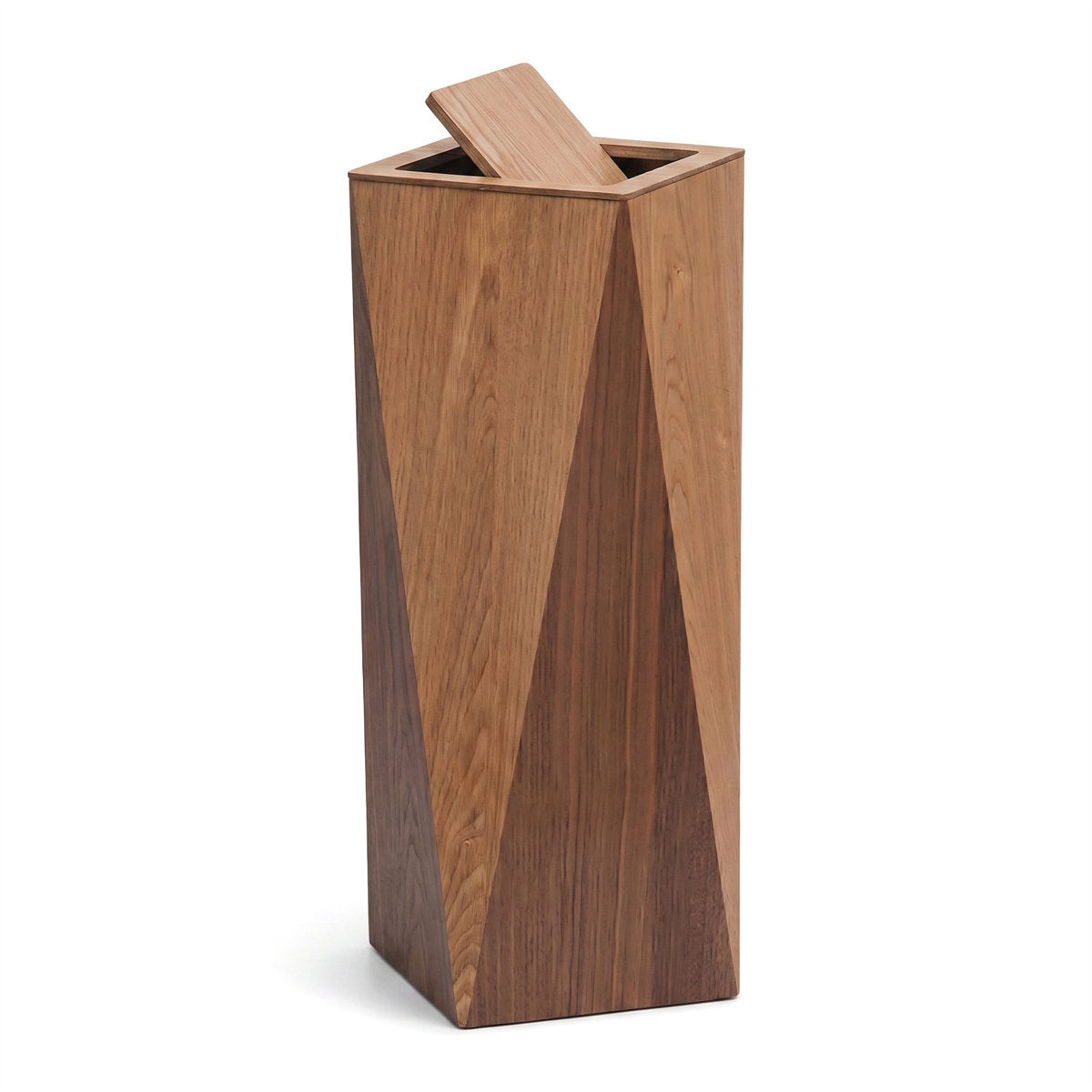 Wood Trash Can with Lid, 23.6" Slim Bathroom Bin