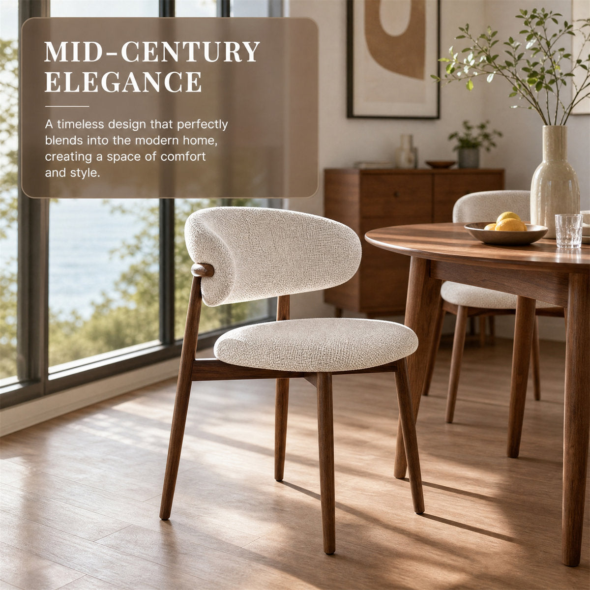 Curved Linen Dining Chair