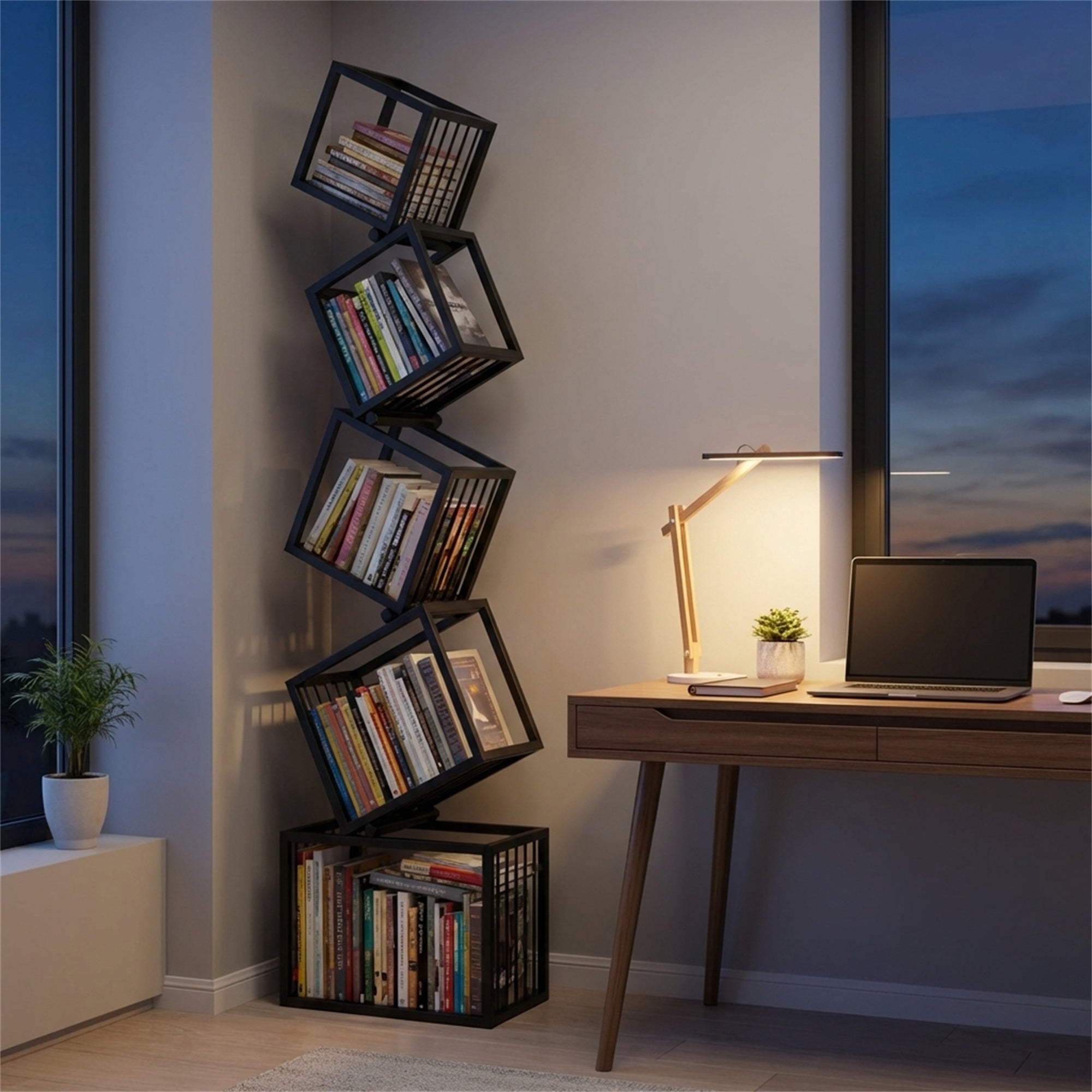 Metal Creative Corner Floor Stand With Custom Display Shelves And Wall-mounted Bookshelf Sturdy And Reliable Construction Provides Secure Support For Your Items