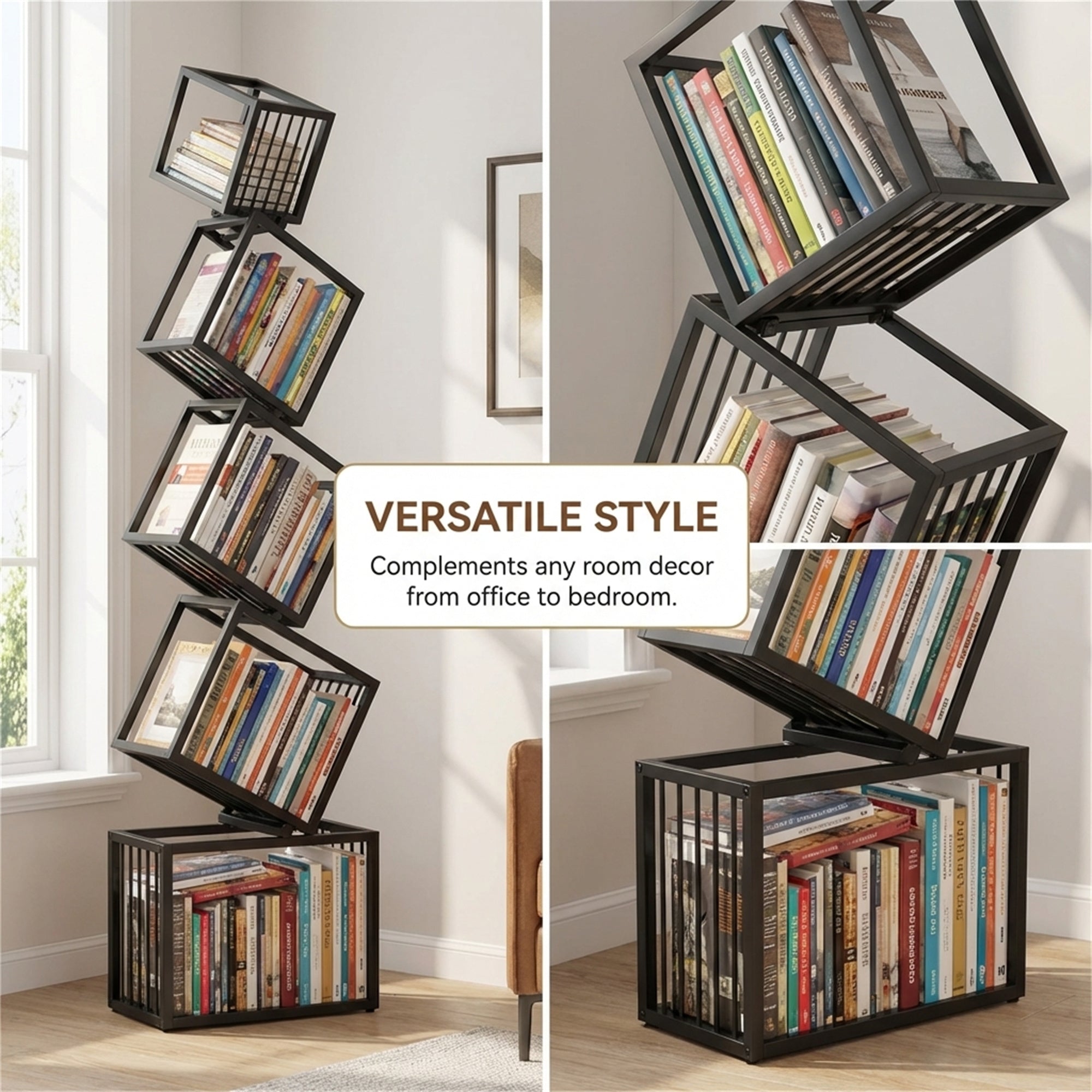 Metal Creative Corner Floor Stand With Custom Display Shelves And Wall-mounted Bookshelf Sturdy And Reliable Construction Provides Secure Support For Your Items