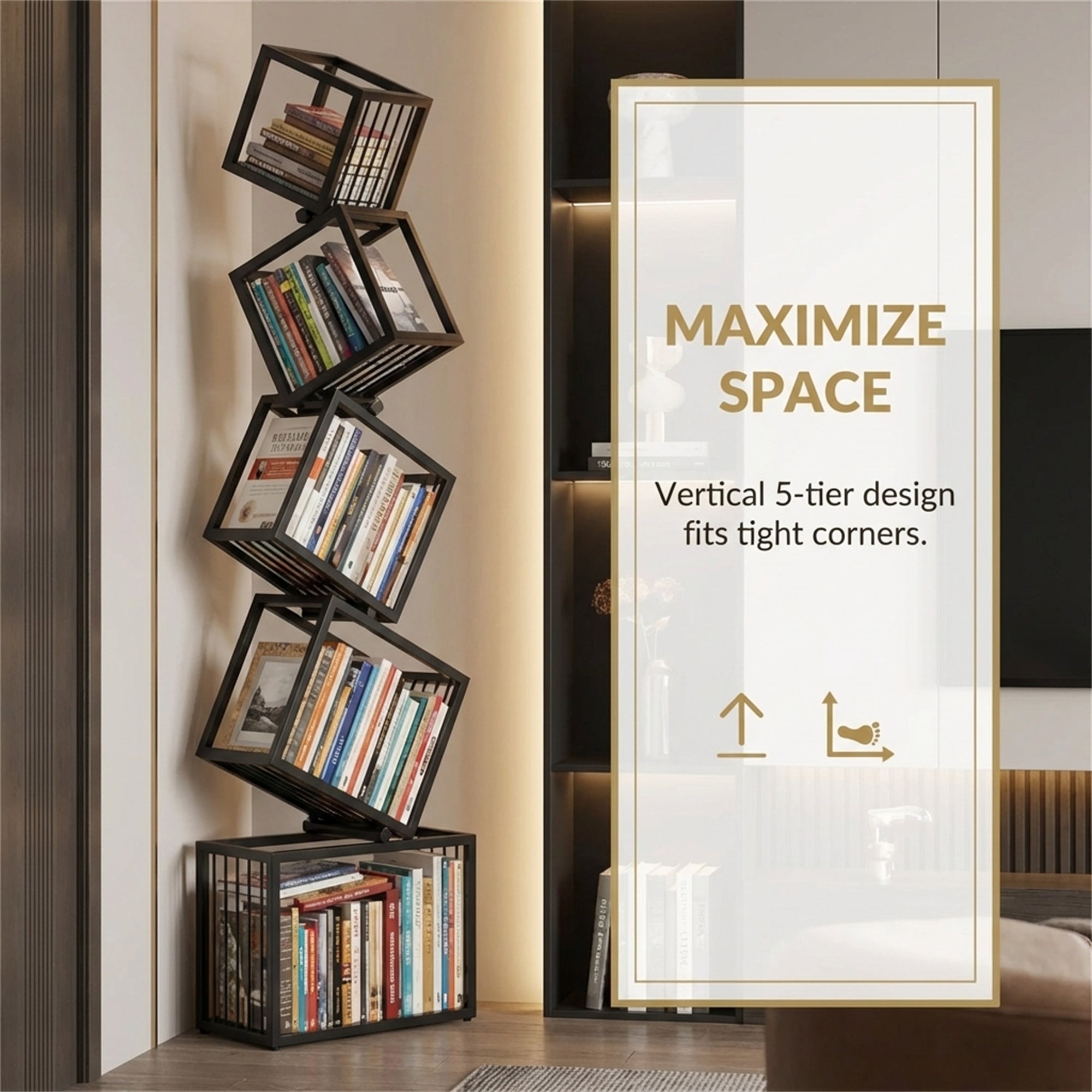 Metal Creative Corner Floor Stand With Custom Display Shelves And Wall-mounted Bookshelf Sturdy And Reliable Construction Provides Secure Support For Your Items
