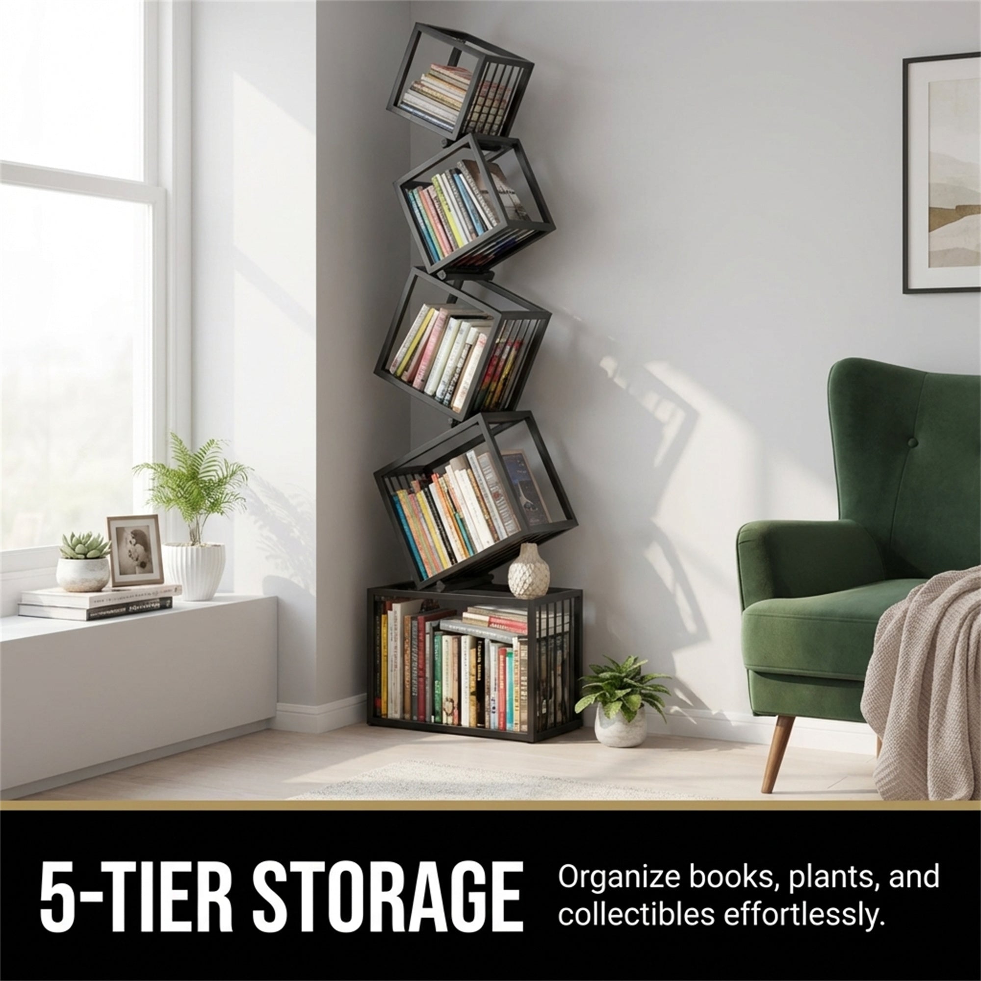 Metal Creative Corner Floor Stand With Custom Display Shelves And Wall-mounted Bookshelf Sturdy And Reliable Construction Provides Secure Support For Your Items