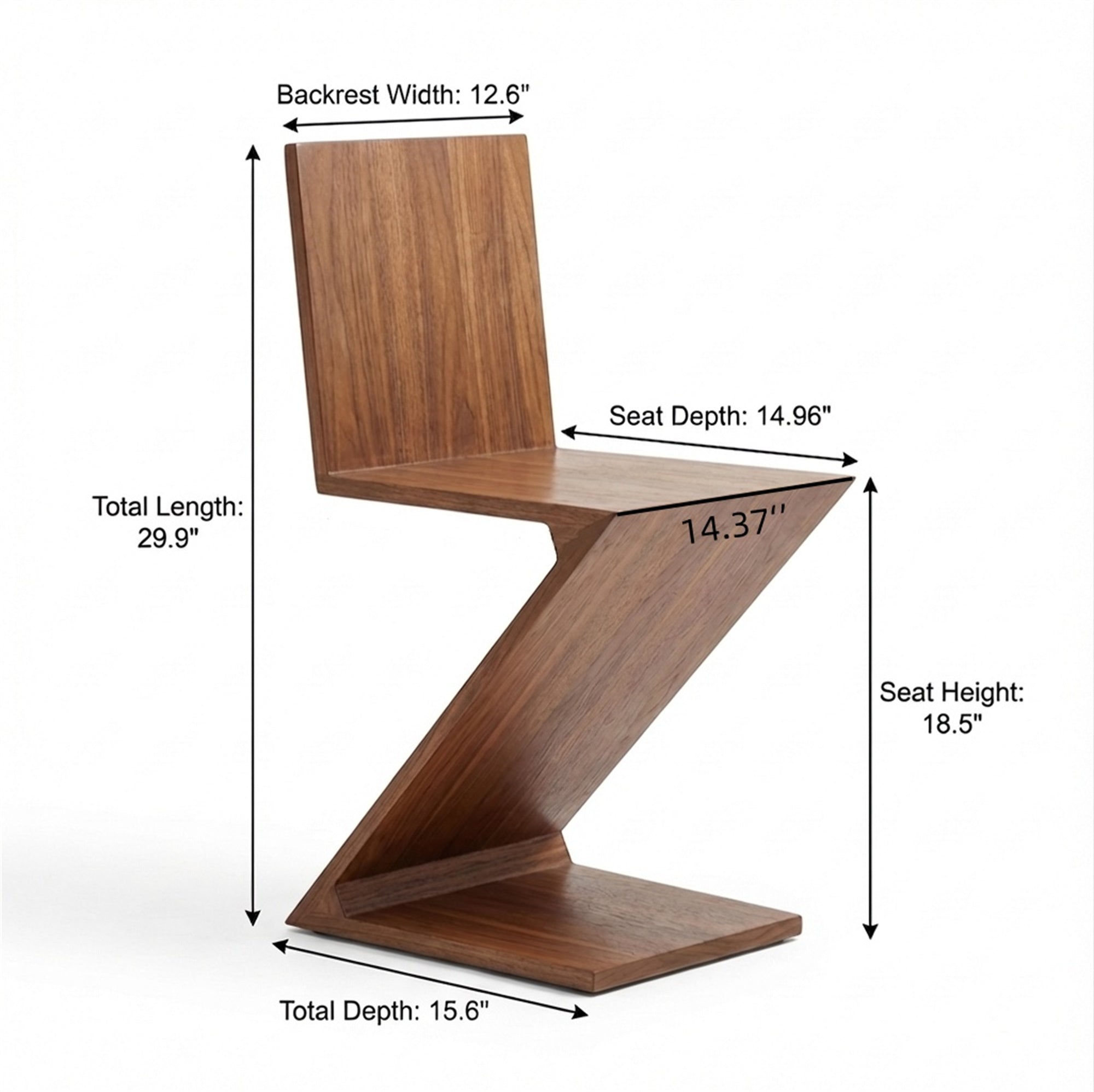 Retro-style Z-shaped Curved Contour Chair, Designed To Contour To The Lower Back For Comfortable Support
