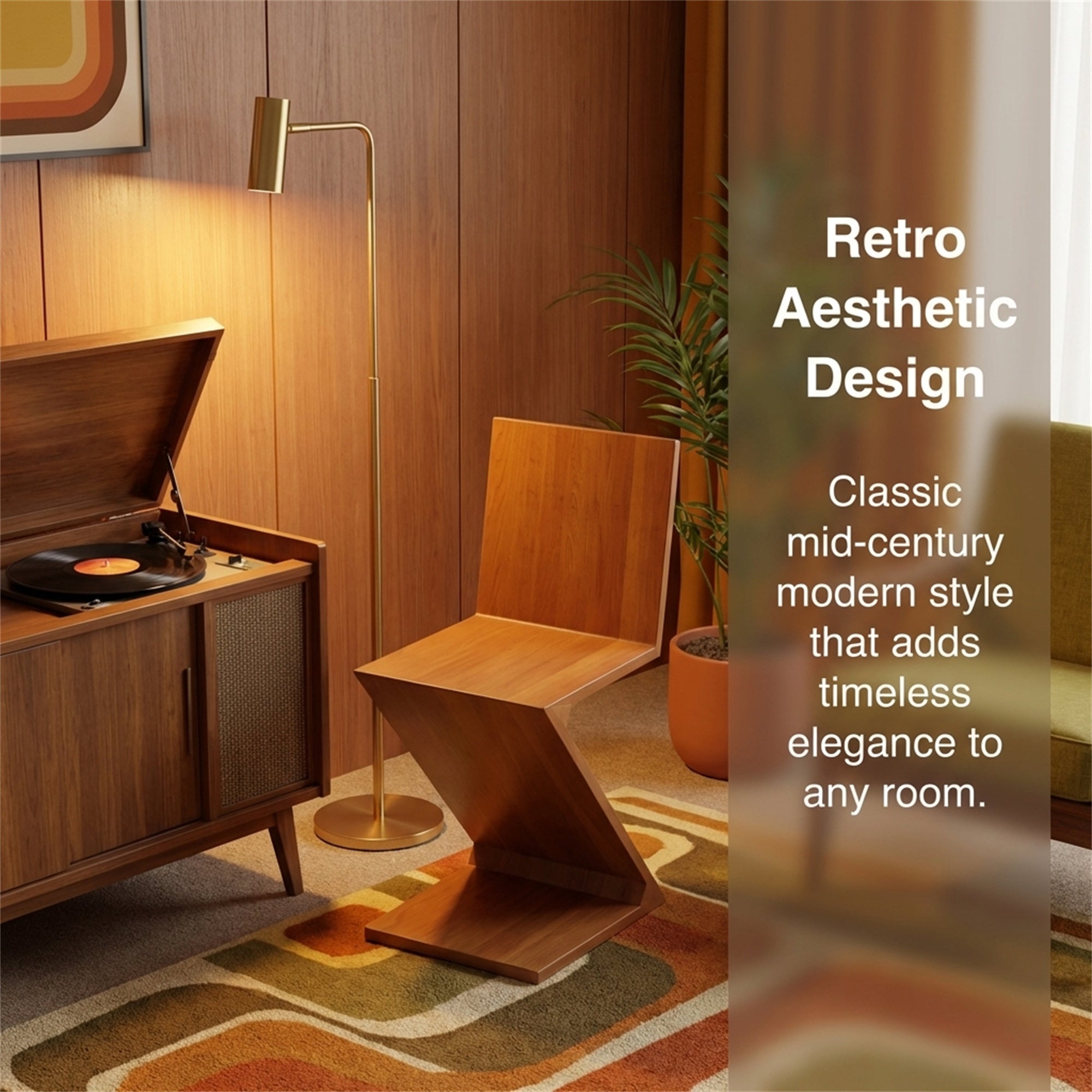Retro-style Z-shaped Curved Contour Chair, Designed To Contour To The Lower Back For Comfortable Support
