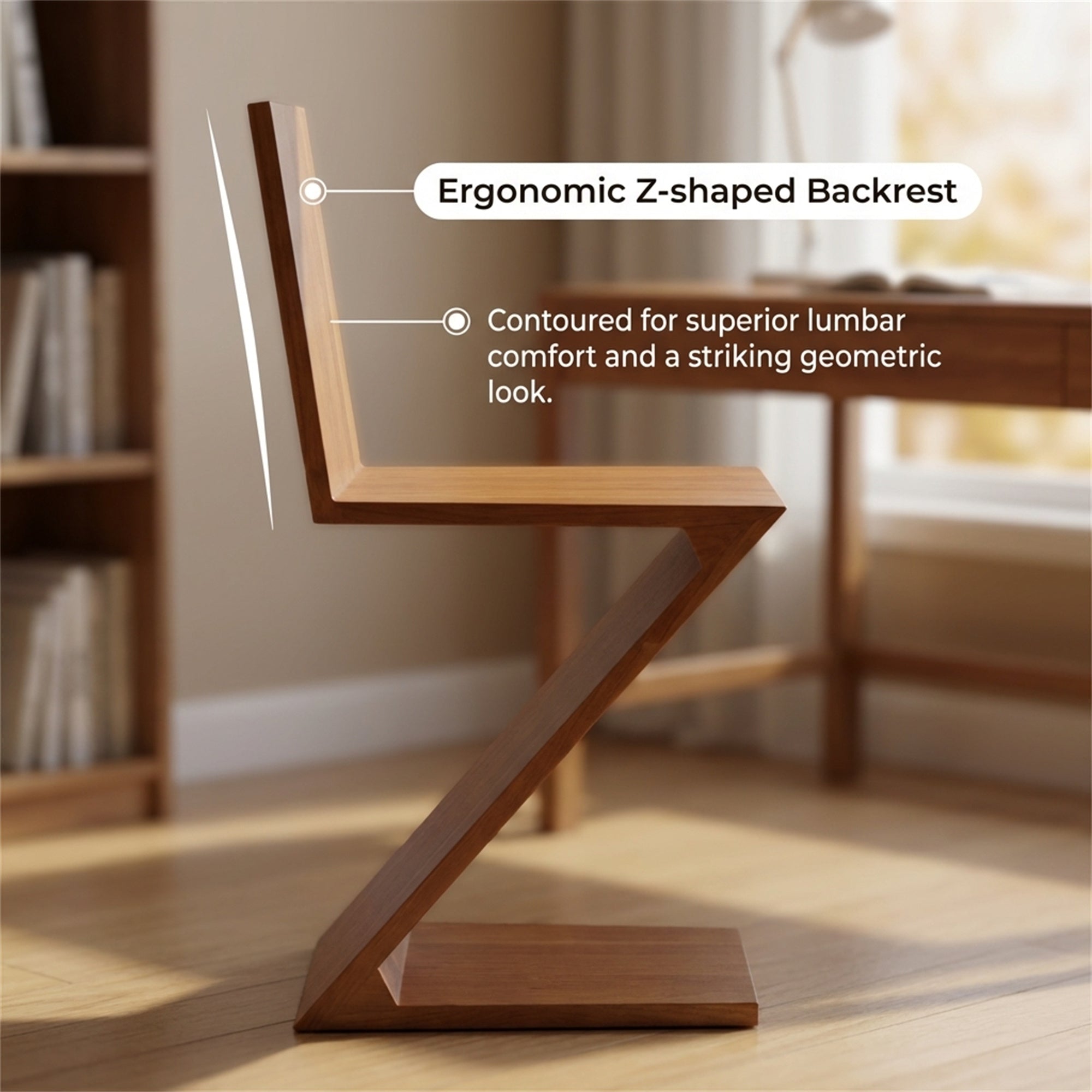 Retro-style Z-shaped Curved Contour Chair, Designed To Contour To The Lower Back For Comfortable Support