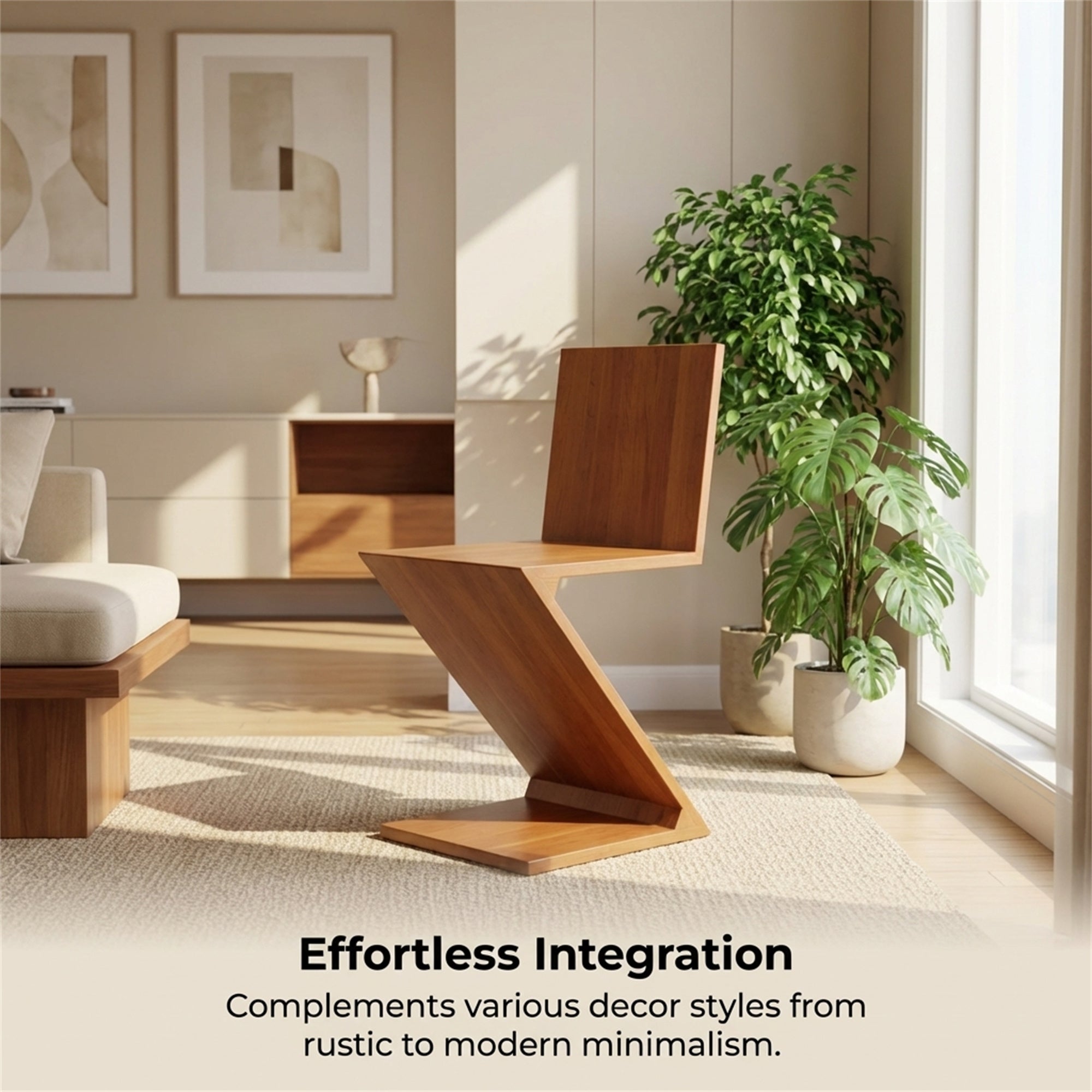 Retro-style Z-shaped Curved Contour Chair, Designed To Contour To The Lower Back For Comfortable Support