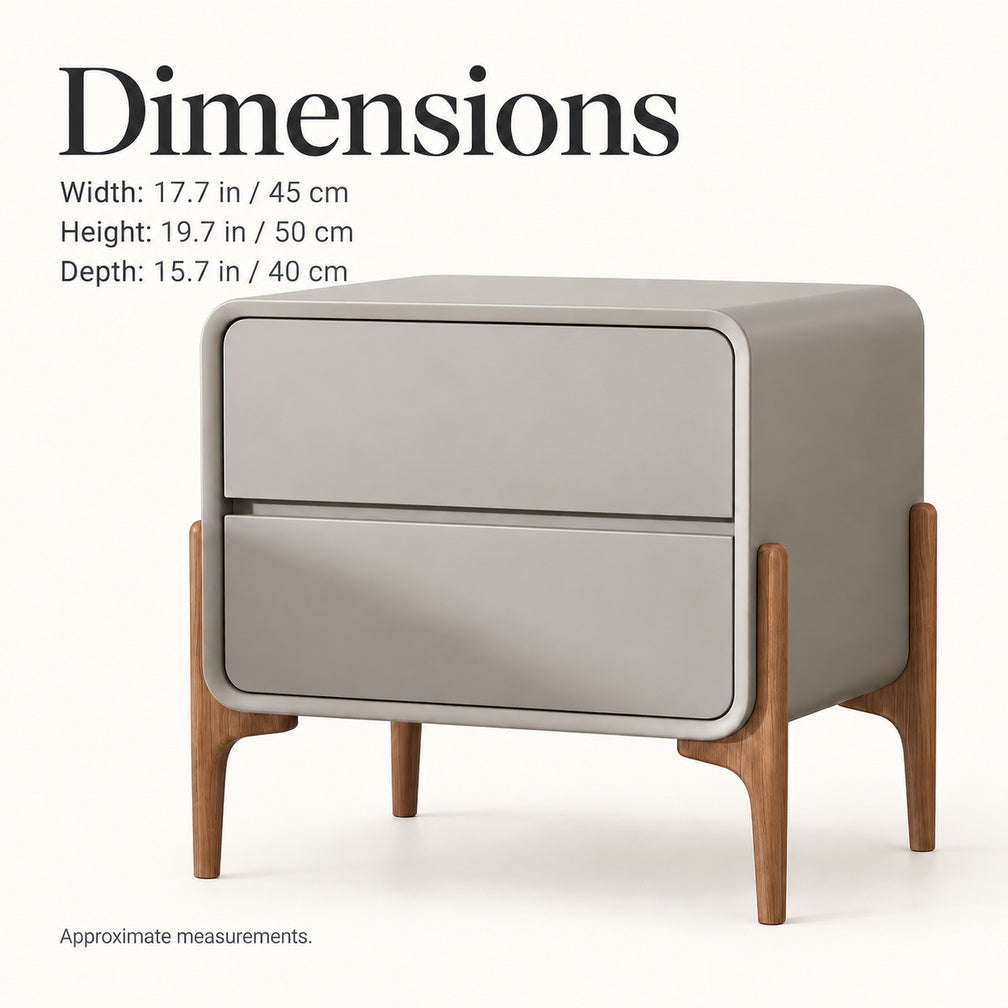 Elegant Silhouette Bedside Table with 2 Storage Drawers, Modern Nightstand with Smooth Rails for Bedroom, Living Room and Hallway
