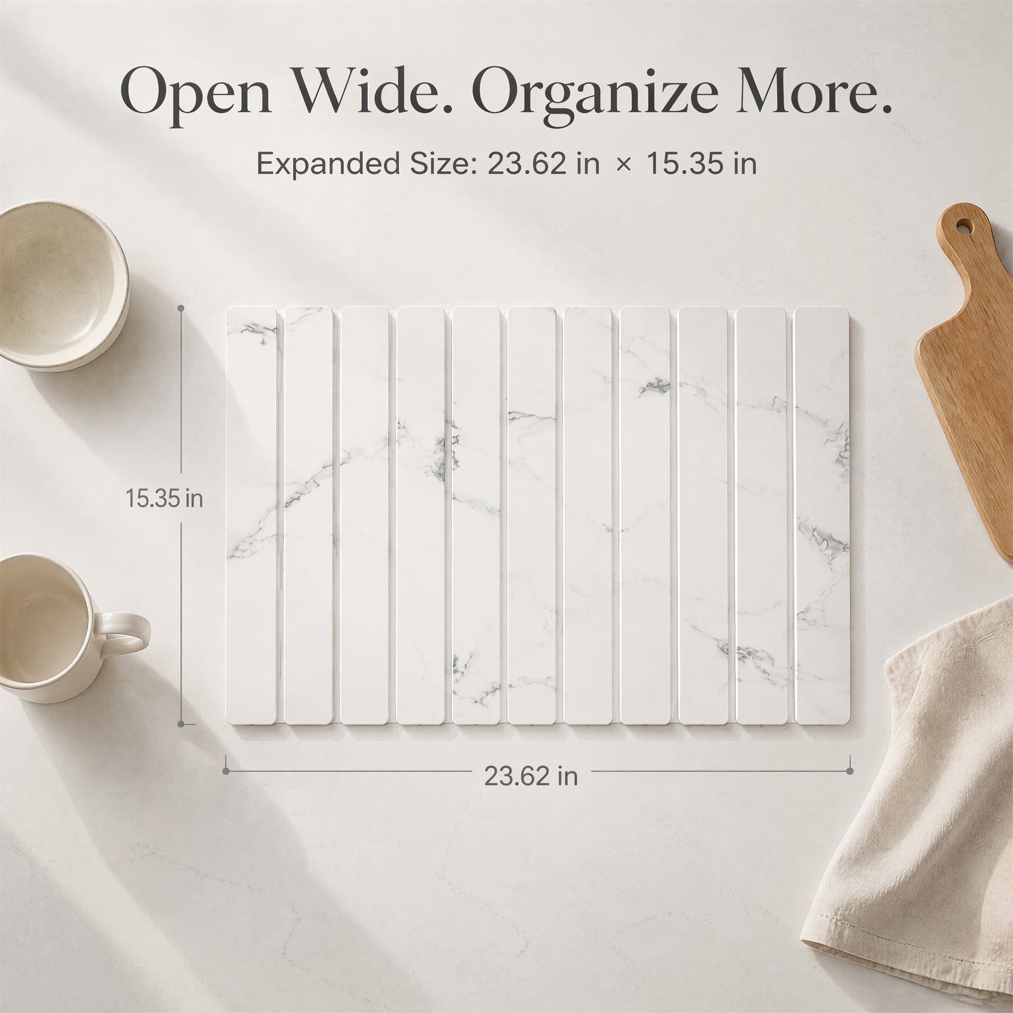 Marble-Patterned Foldable Mat, Diatomaceous Earth Bowl and Plate Drying Mat, Kitchen Drainage Countertop Mat, Diatomaceous Earth Absorbent and Heat-Resistant Mat