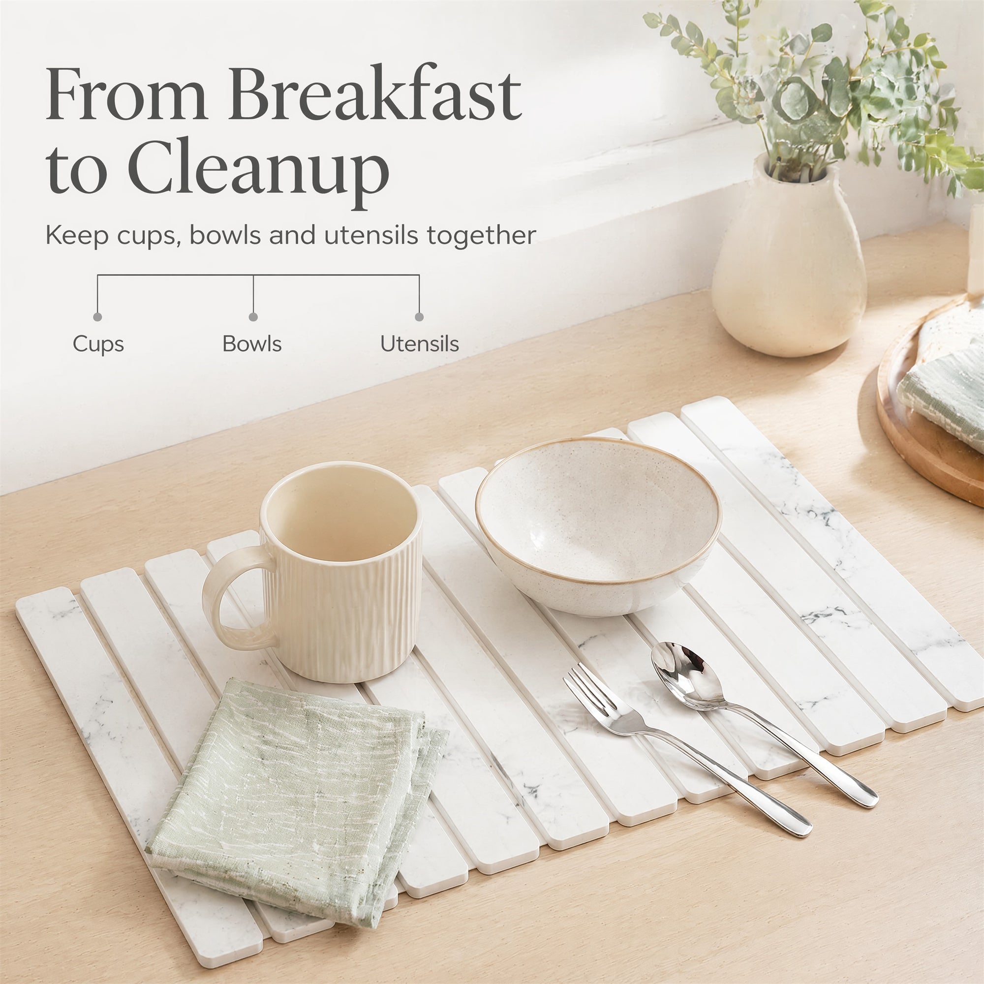 Marble-Patterned Foldable Mat, Diatomaceous Earth Bowl and Plate Drying Mat, Kitchen Drainage Countertop Mat, Diatomaceous Earth Absorbent and Heat-Resistant Mat