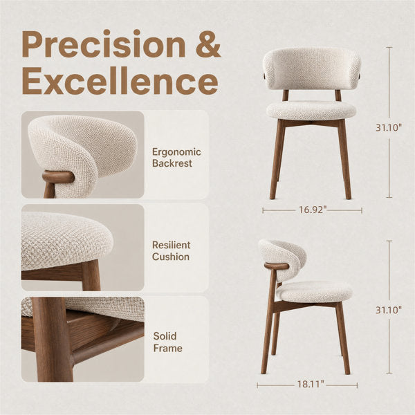 Curved Linen Dining Chair