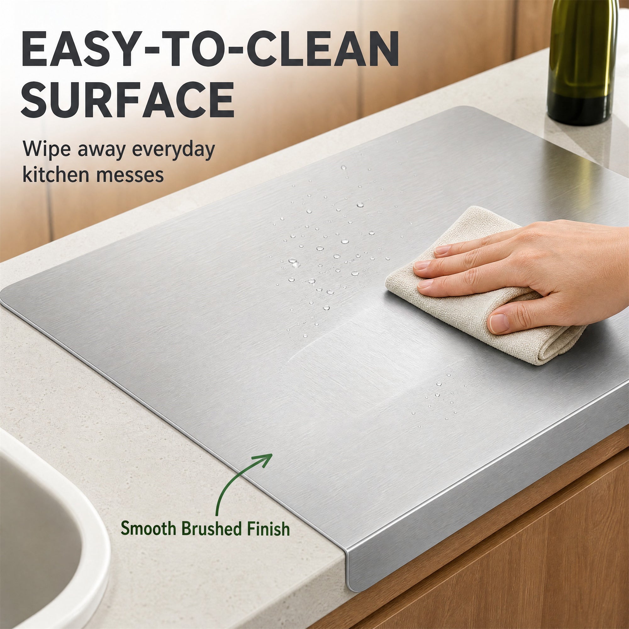 Stainless Steel Kitchen Cutting Board , Countertop Cutting Mat, Non-Slip Kneading Board