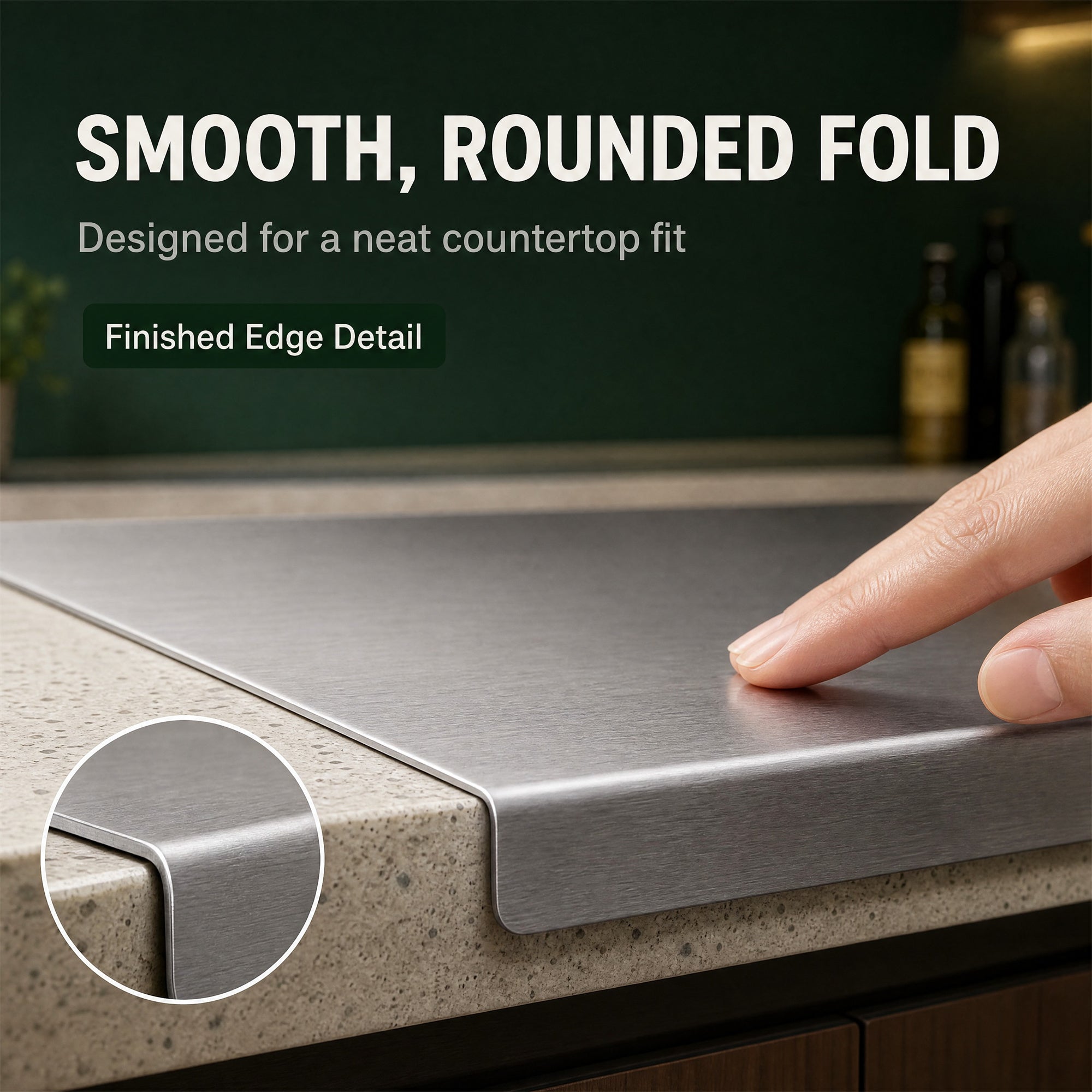 Stainless Steel Kitchen Cutting Board , Countertop Cutting Mat, Non-Slip Kneading Board