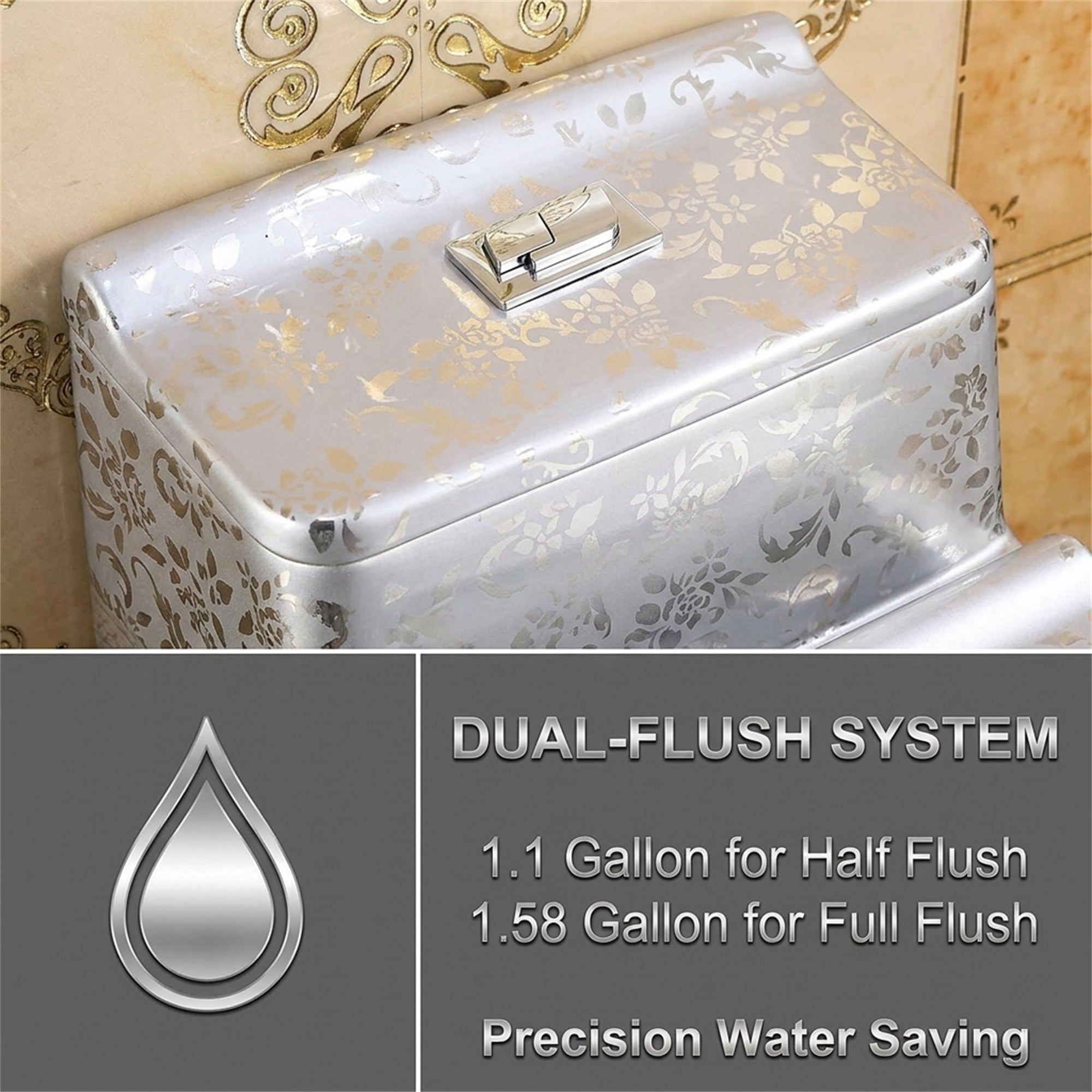 1.58 Gallons GPF Elongated Close Coupled Toilets (Seat Included)