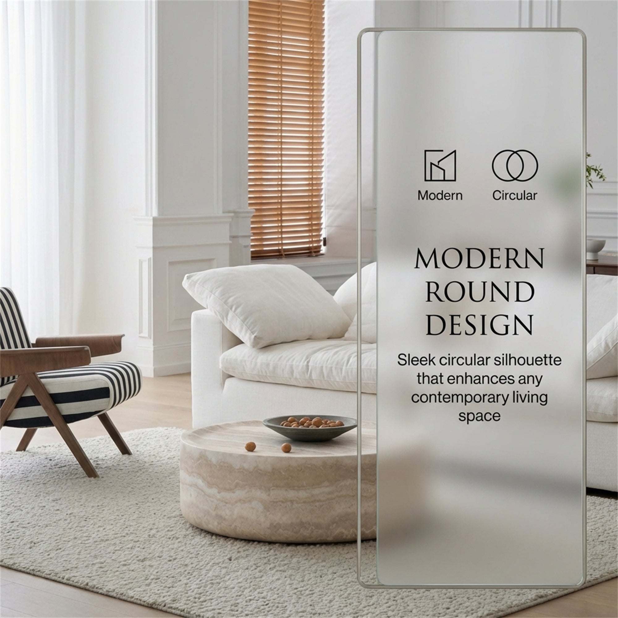 39.37'' Faux MARS Pattern Coffee Tables for Living Room Round Tea Faux Travertine Textured table for Living Room, No Need Assembly