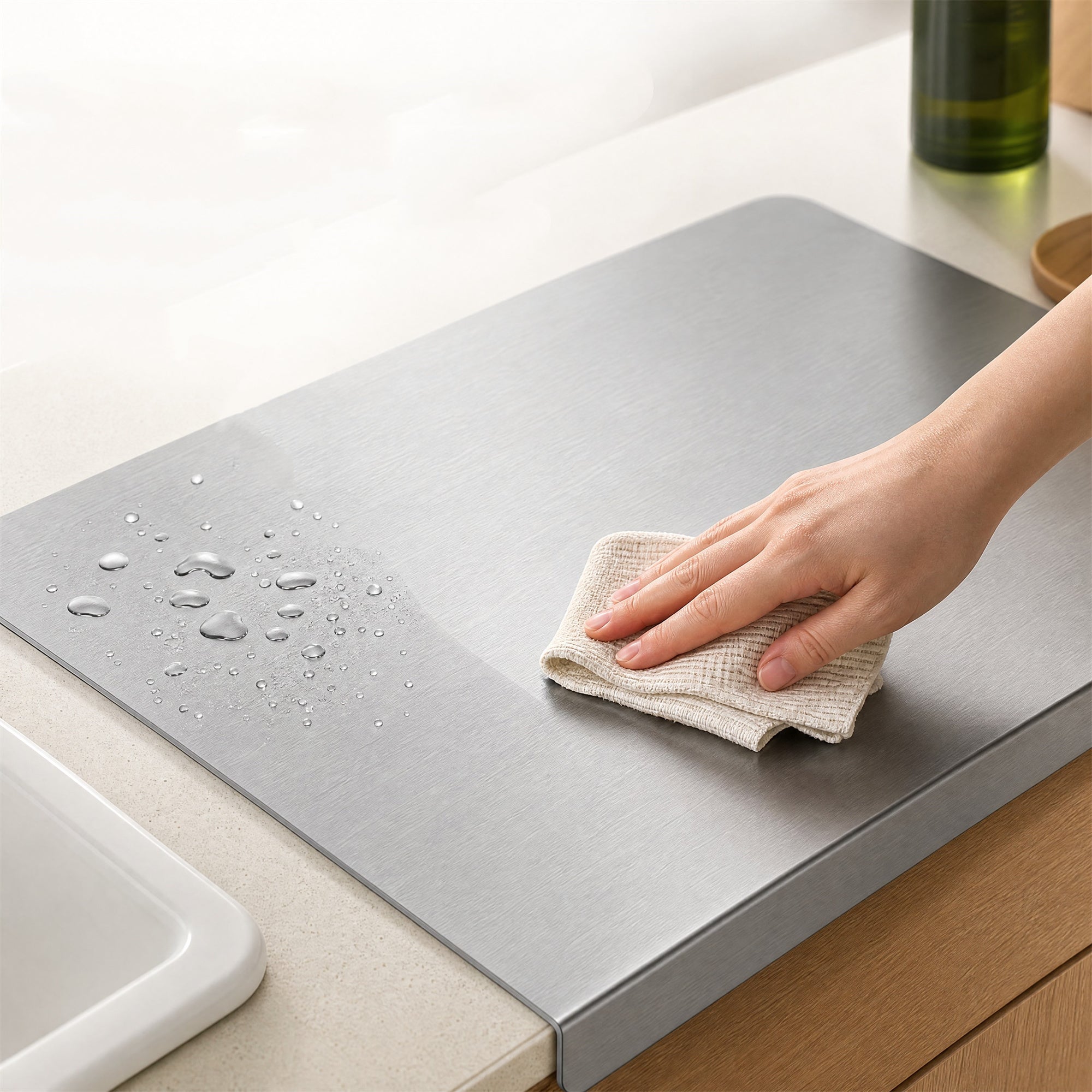 Stainless Steel Kitchen Cutting Board , Countertop Cutting Mat, Non-Slip Kneading Board