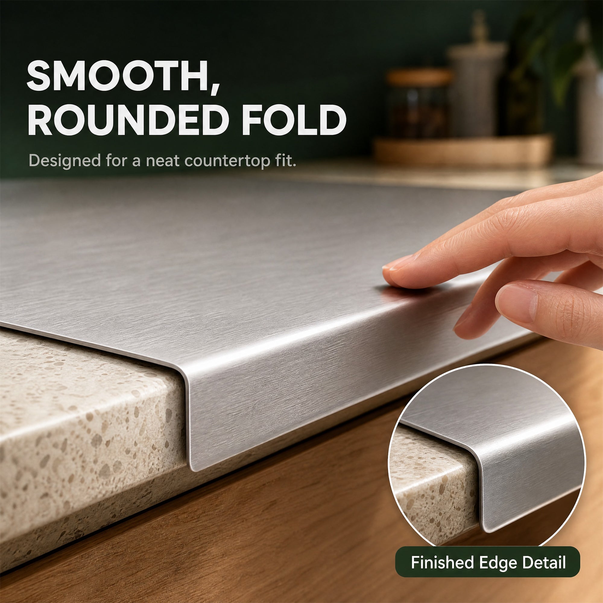 Stainless Steel Kitchen Cutting Board , Countertop Cutting Mat, Non-Slip Kneading Board