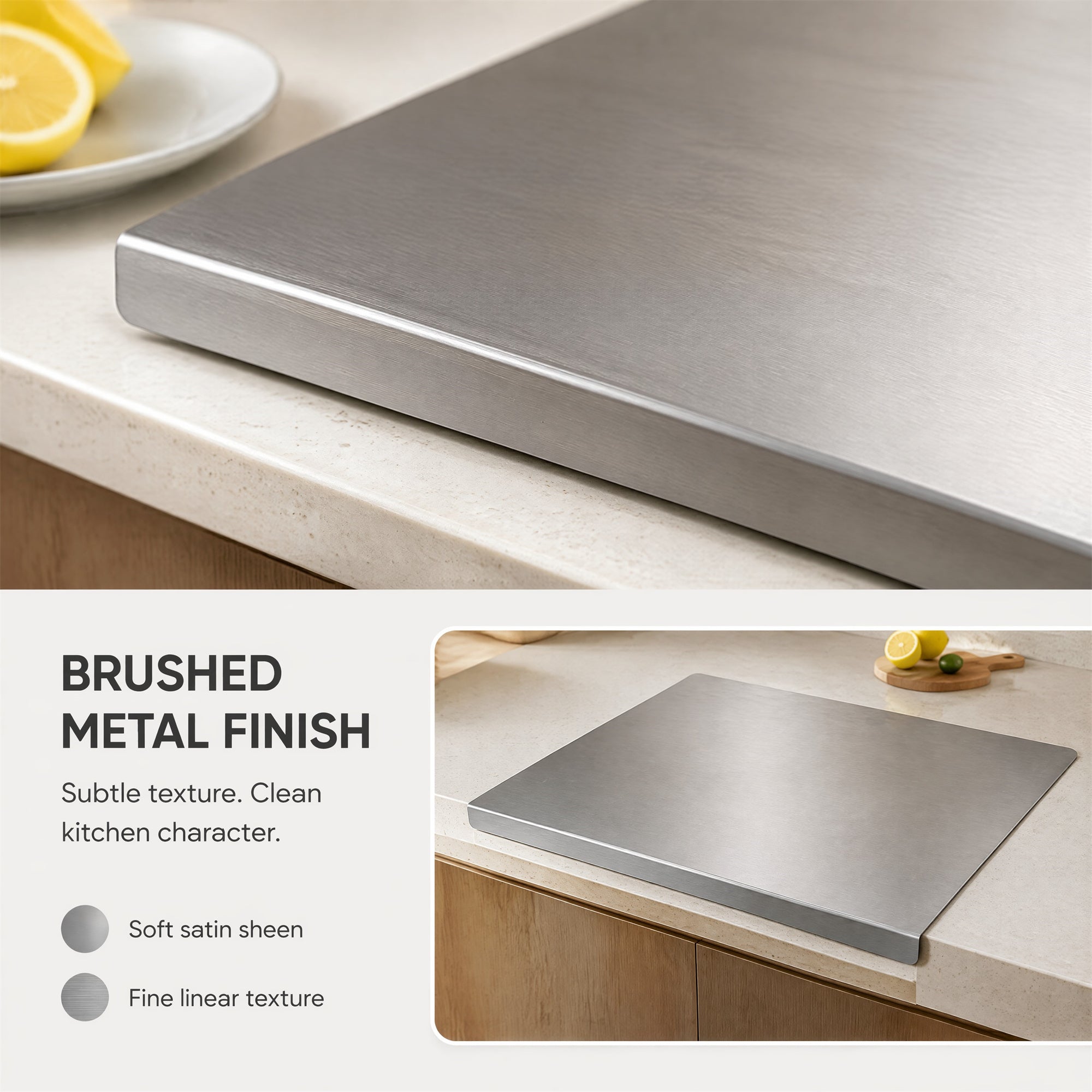 Stainless Steel Kitchen Cutting Board , Countertop Cutting Mat, Non-Slip Kneading Board