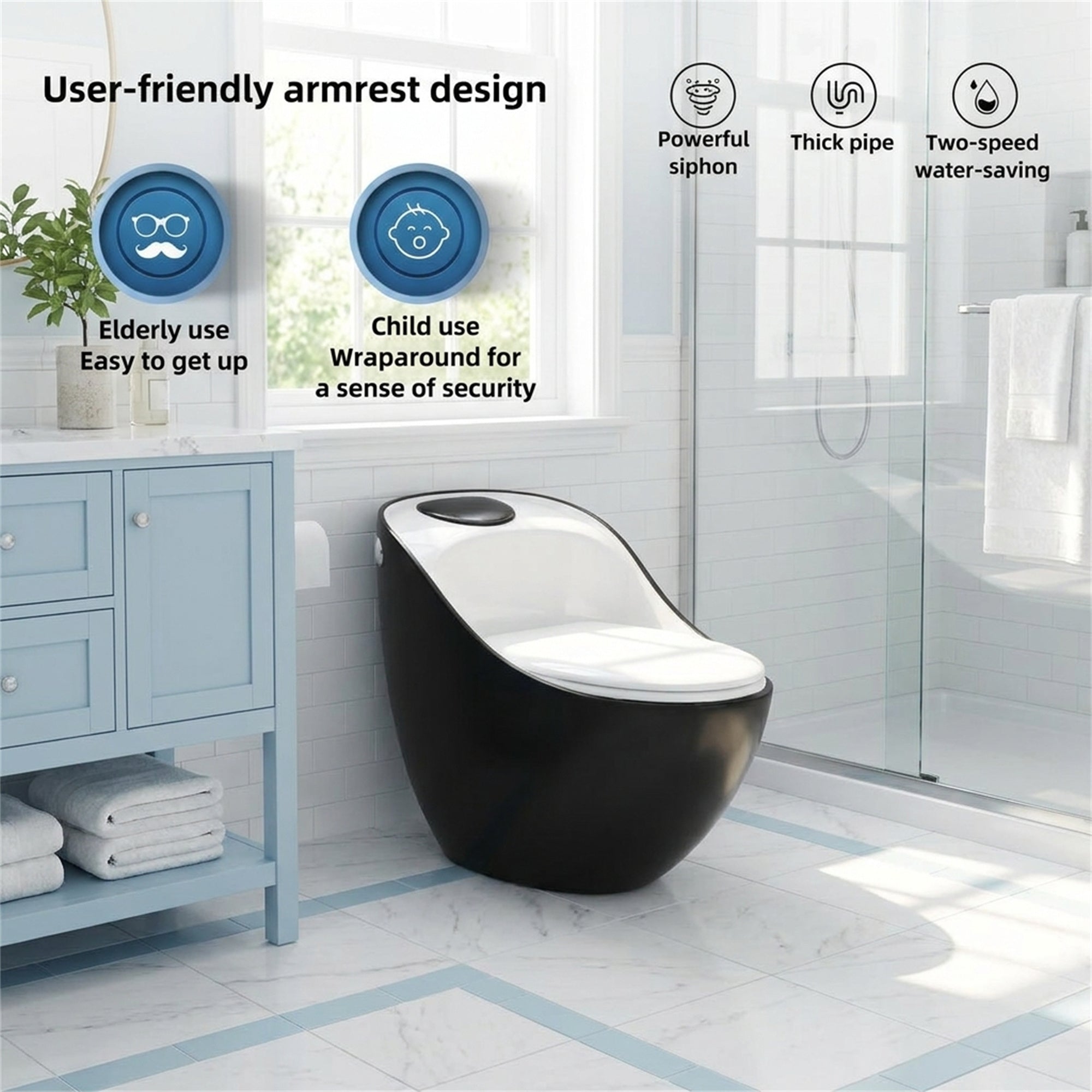 1.84 Gallons GPF Elongated Close Coupled Toilets (Seat Included)
