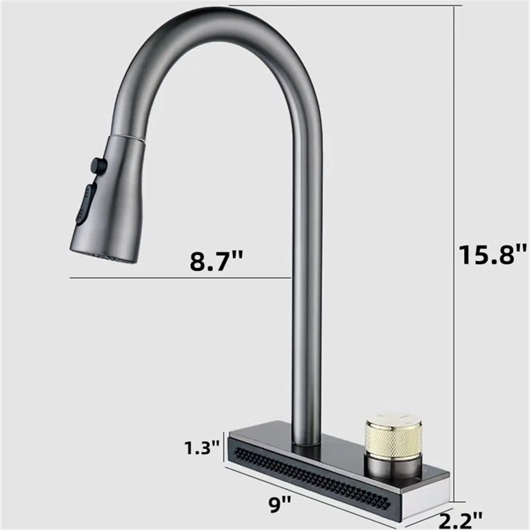 Waterfall Pull Down Kitchen Faucet (Multi-Function)