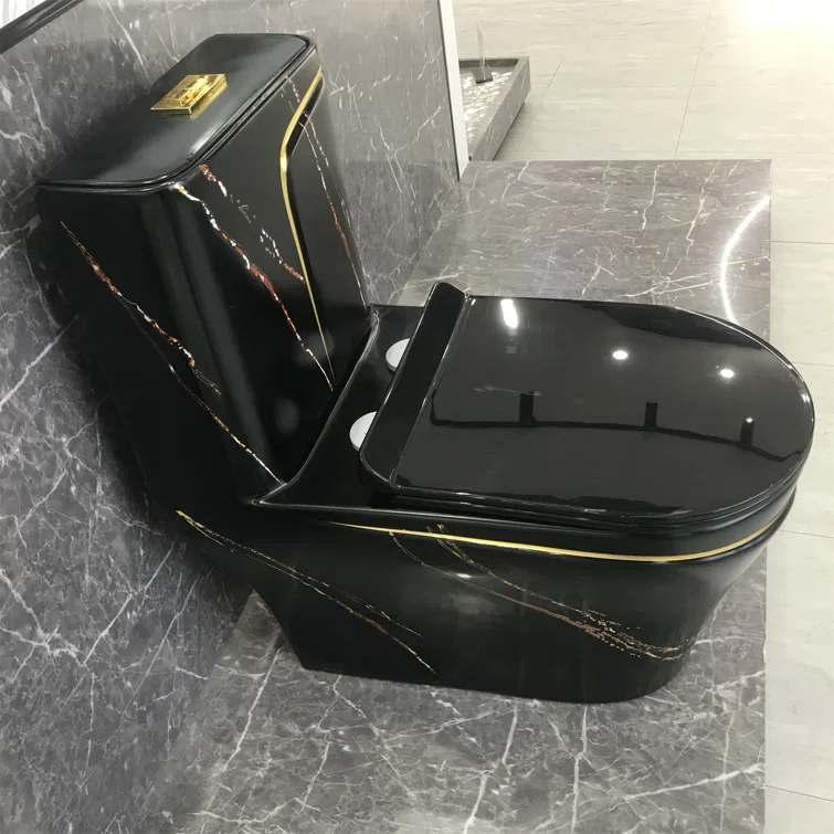 1.85 Gallons Per Minute GPF Elongated Height One-Piece Black Toilet (Seat Included)