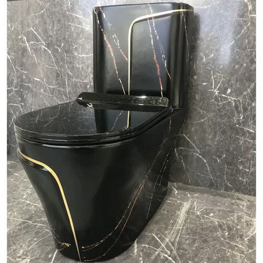 1.85 Gallons Per Minute GPF Elongated Height One-Piece Black Toilet (Seat Included)