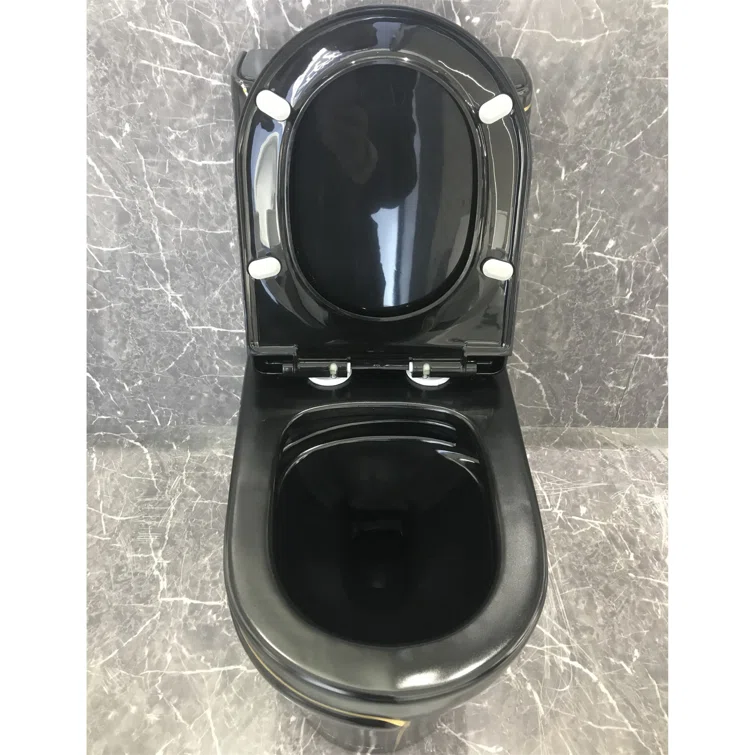 1.85 Gallons Per Minute GPF Elongated Height One-Piece Black Toilet (Seat  Included)